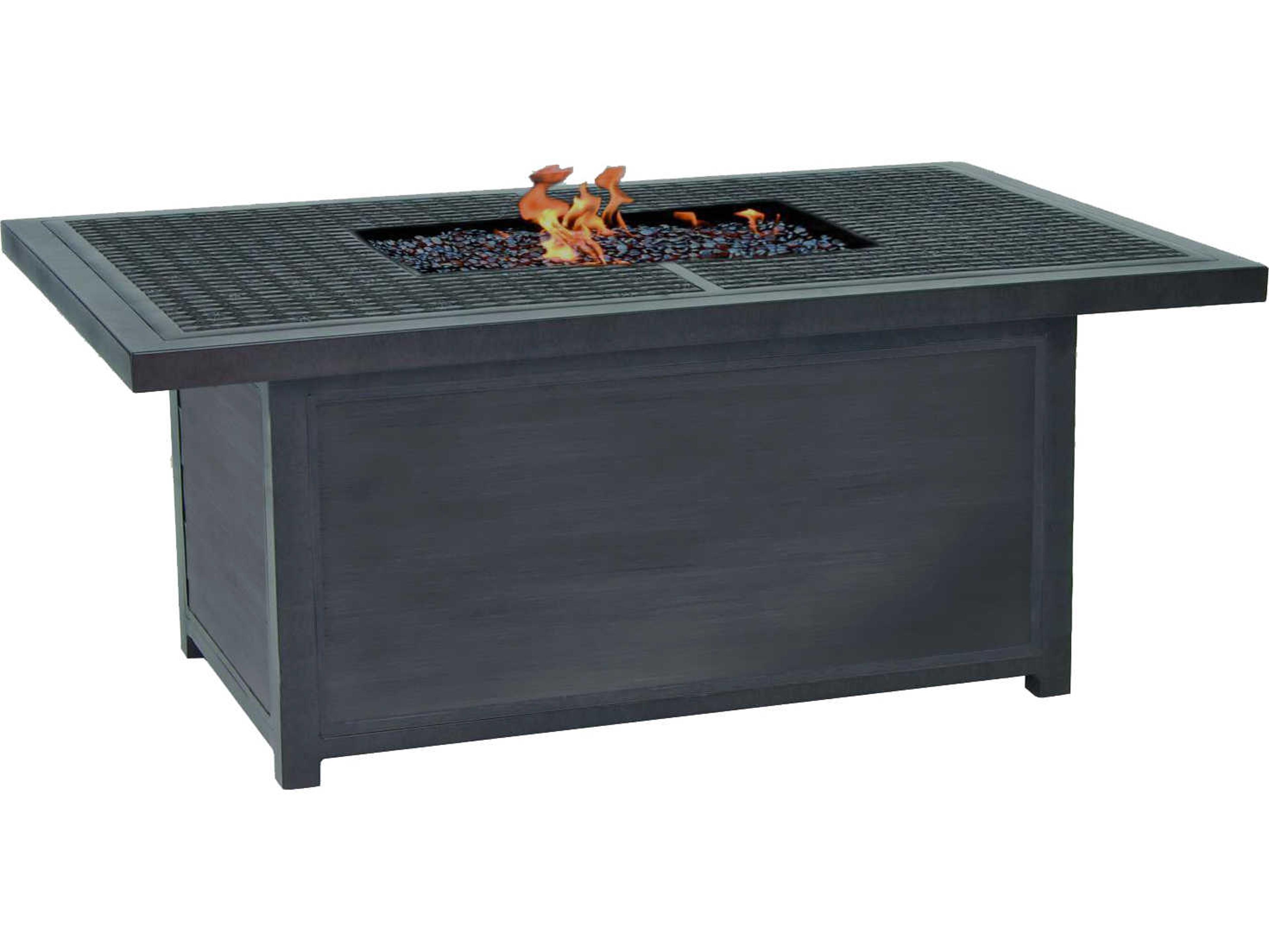 Castelle Altra Firepit Aluminum Rectangular Classical Coffee Table with Firepit and Lid