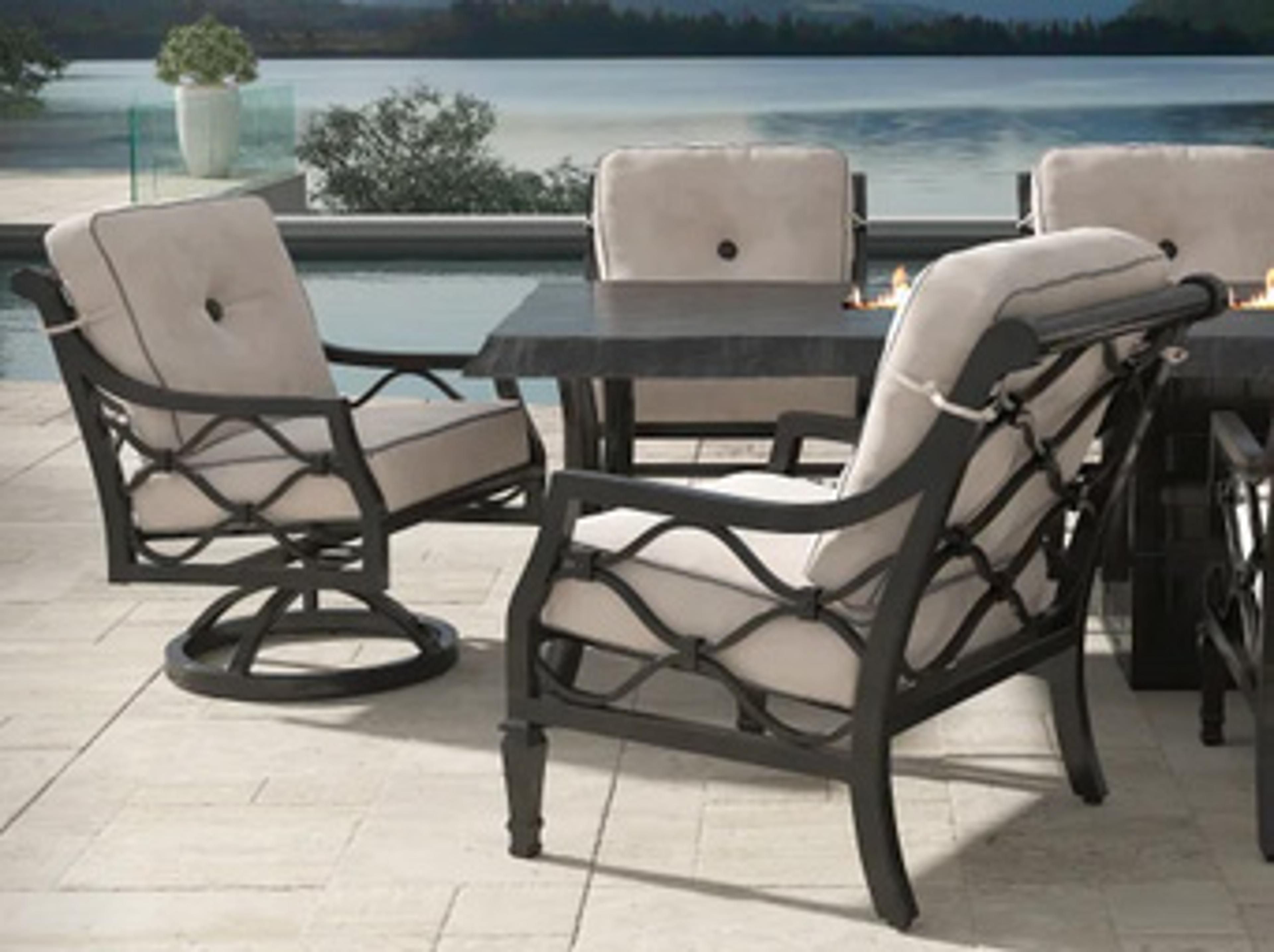 Castelle Villa Bianca Cushion Dining Cast Aluminum Outdoor Patio Dining Set