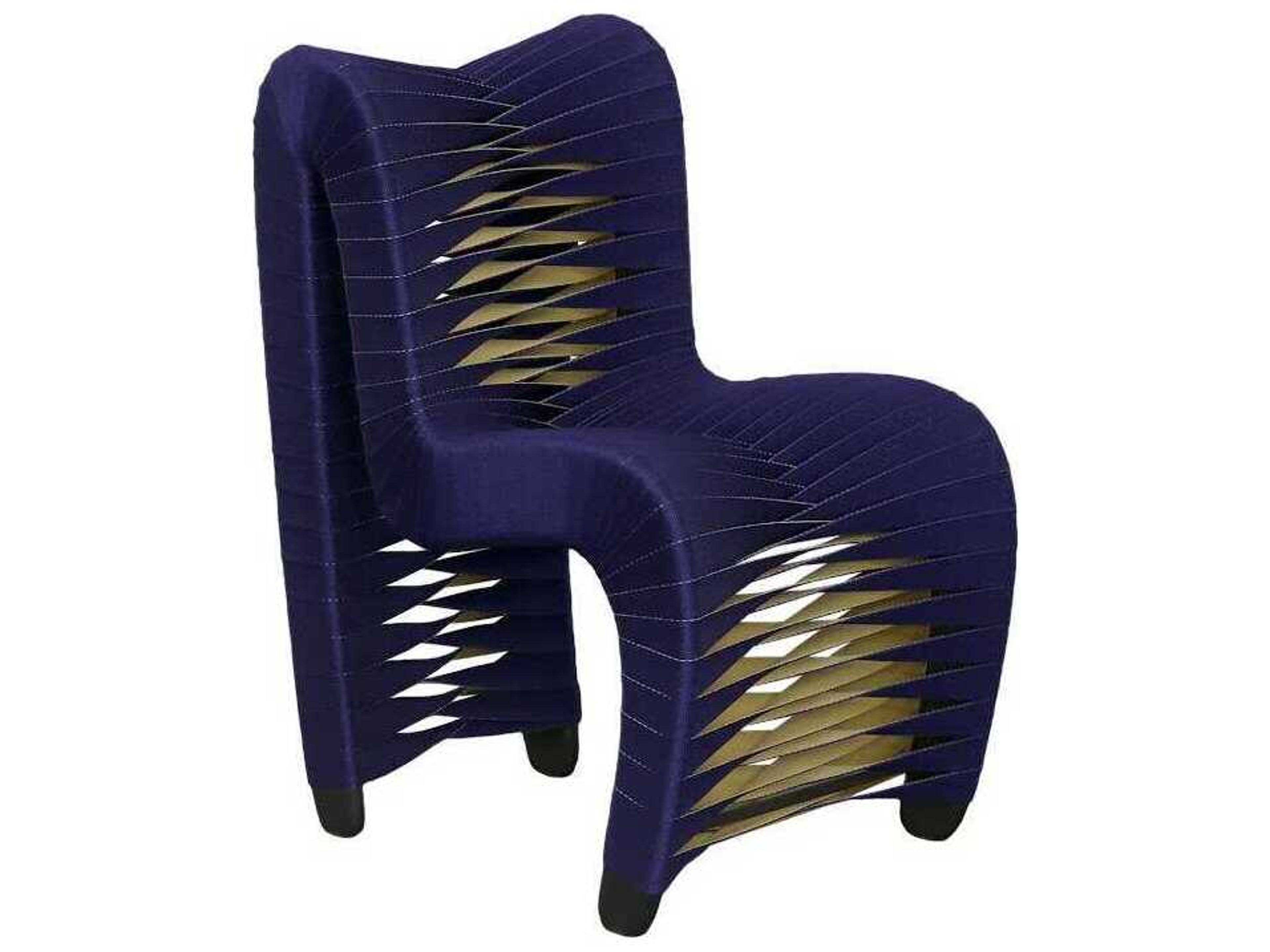 Phillips Collection Seat Belt Blue Upholstered Children's Side Dining Chair