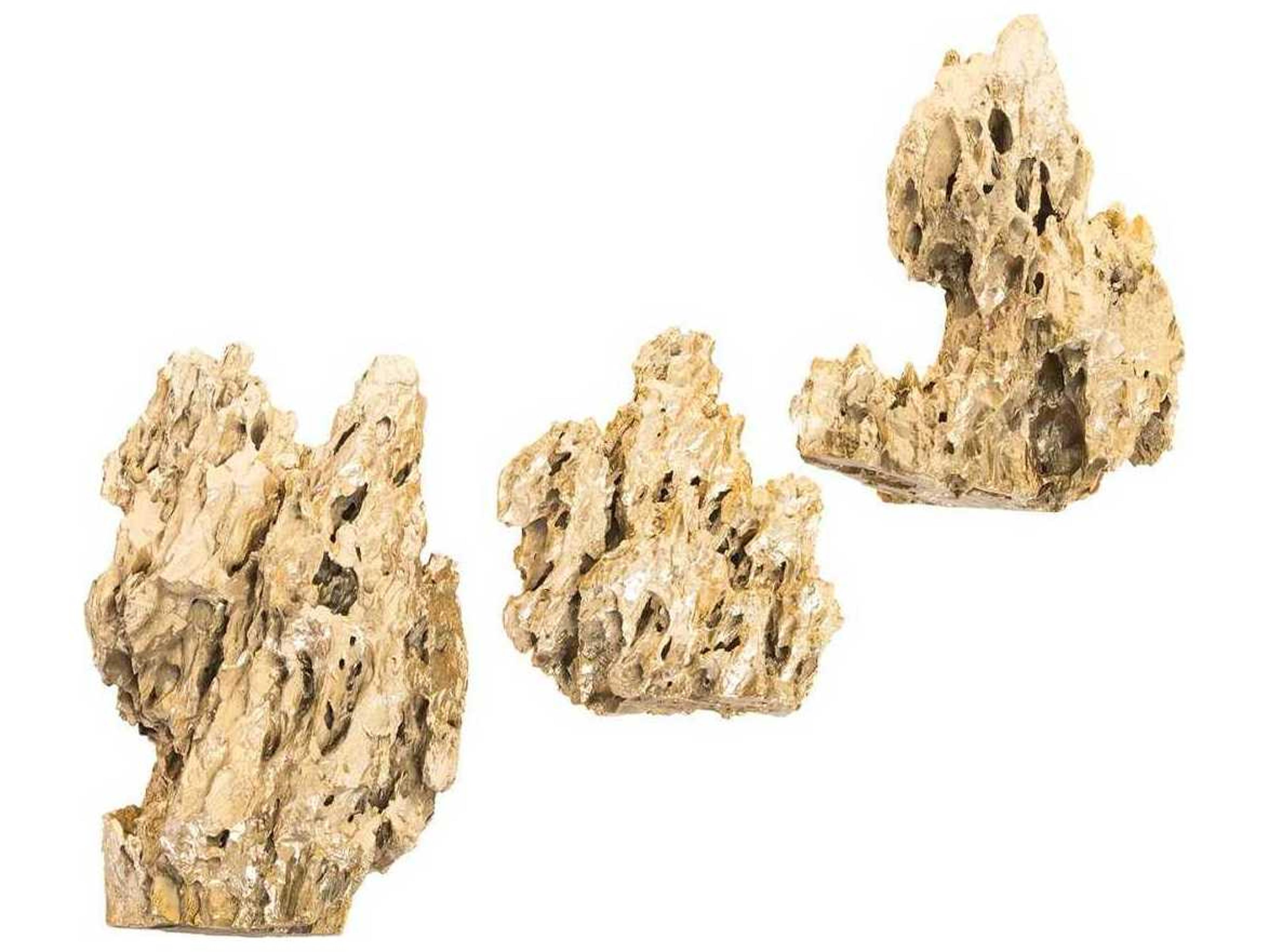 Phillips Collection Plated Brass Stalagmite 3D Wall Art Set of 3