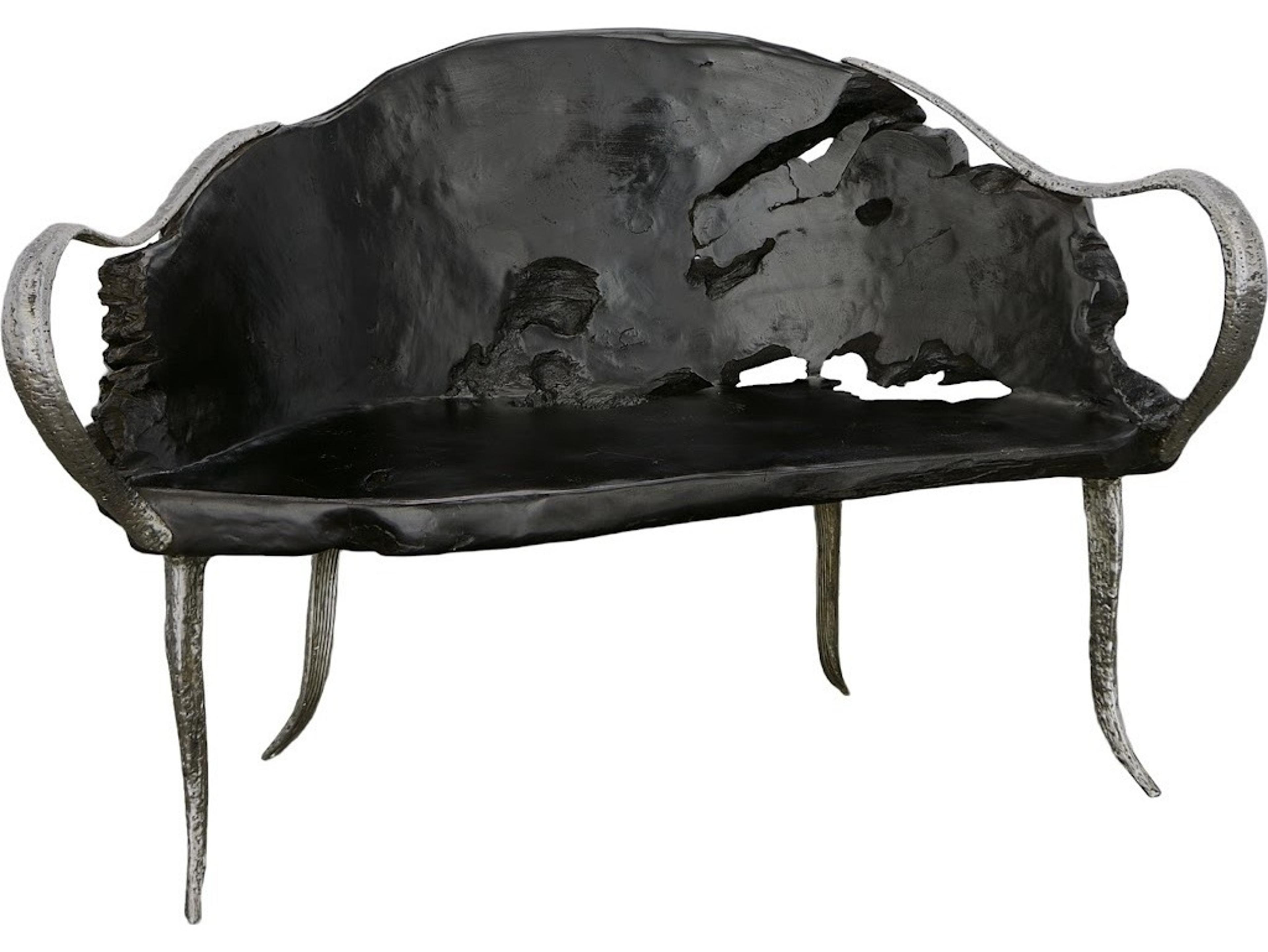 Phillips Collection Graven Black Brown Natural Accent Bench