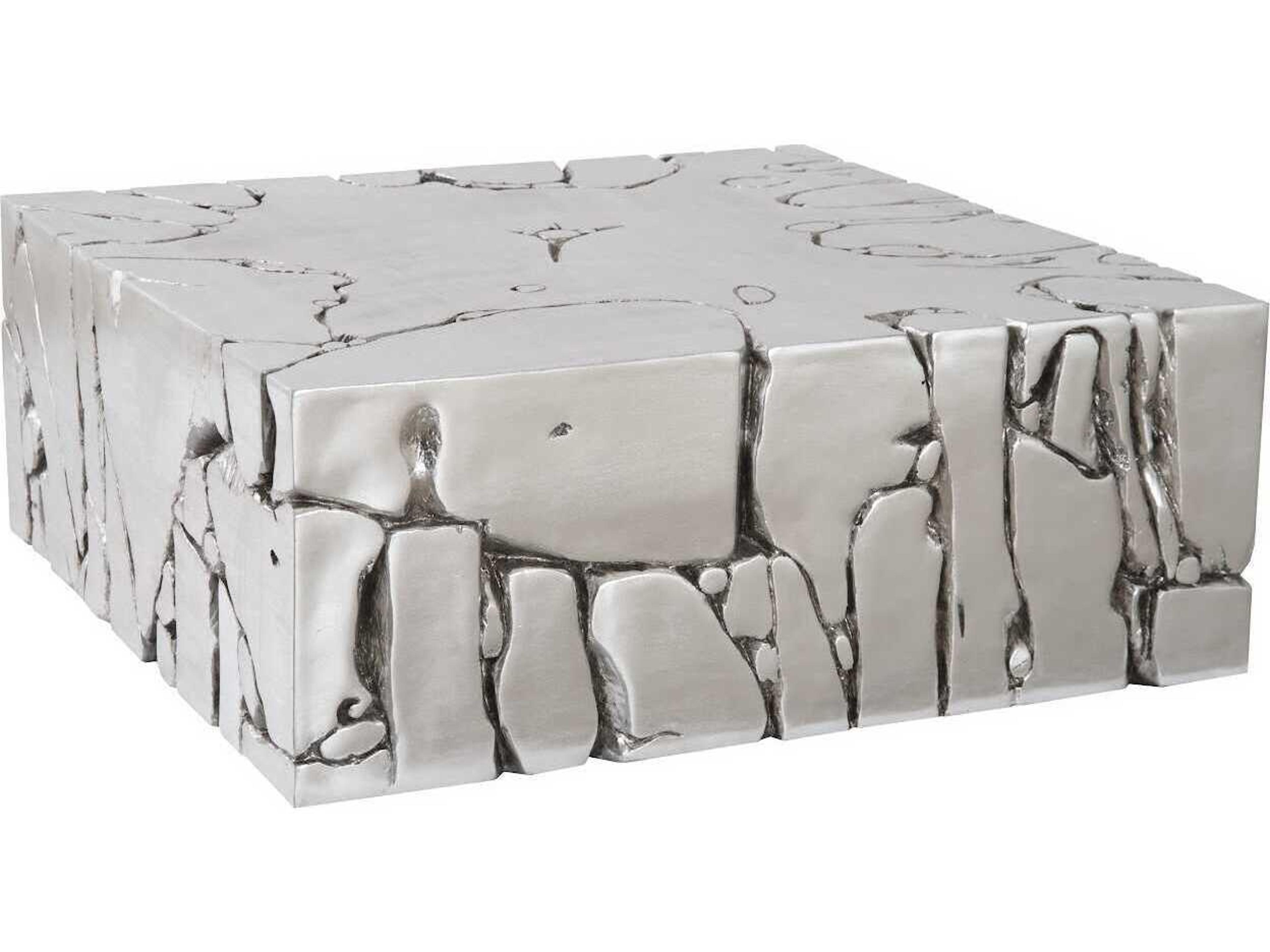 Phillips Collection Square Resin Silver Leaf Coffee Table