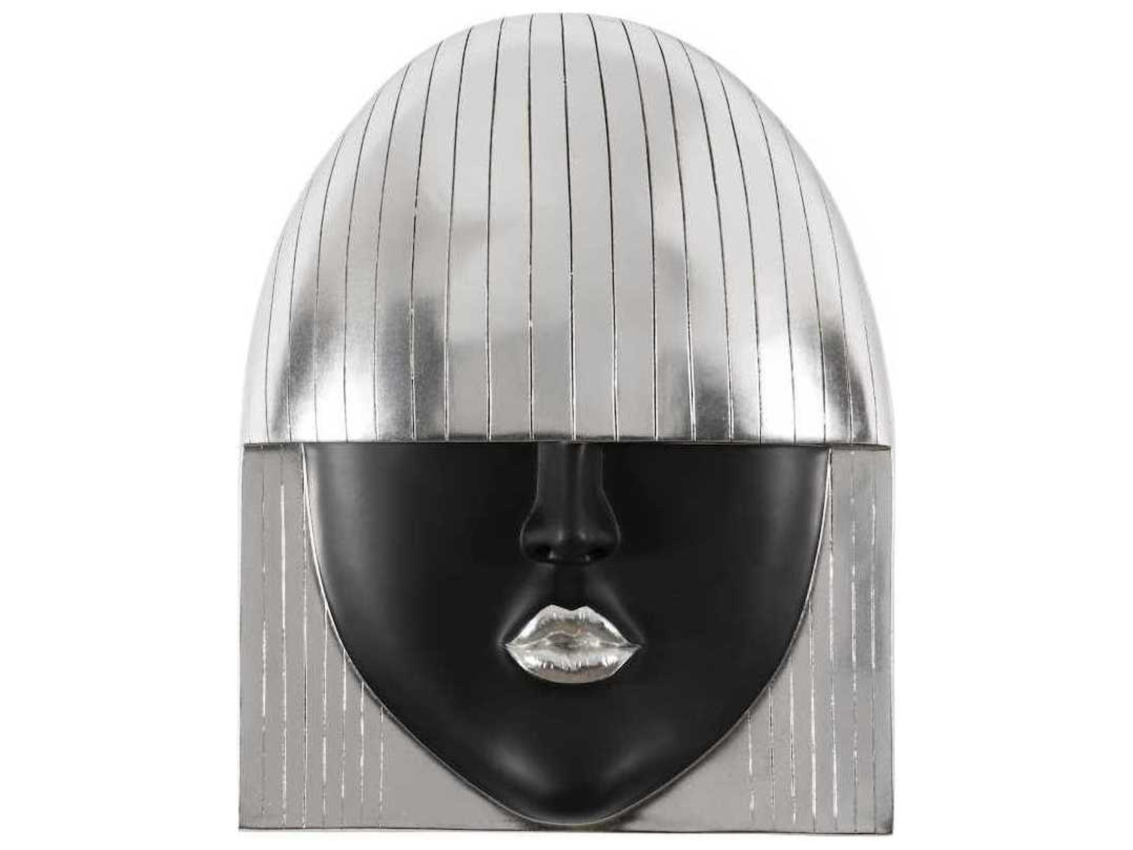 Phillips Collection Black and Silver Leaf Kiss Fashion Face Wood Wall Art
