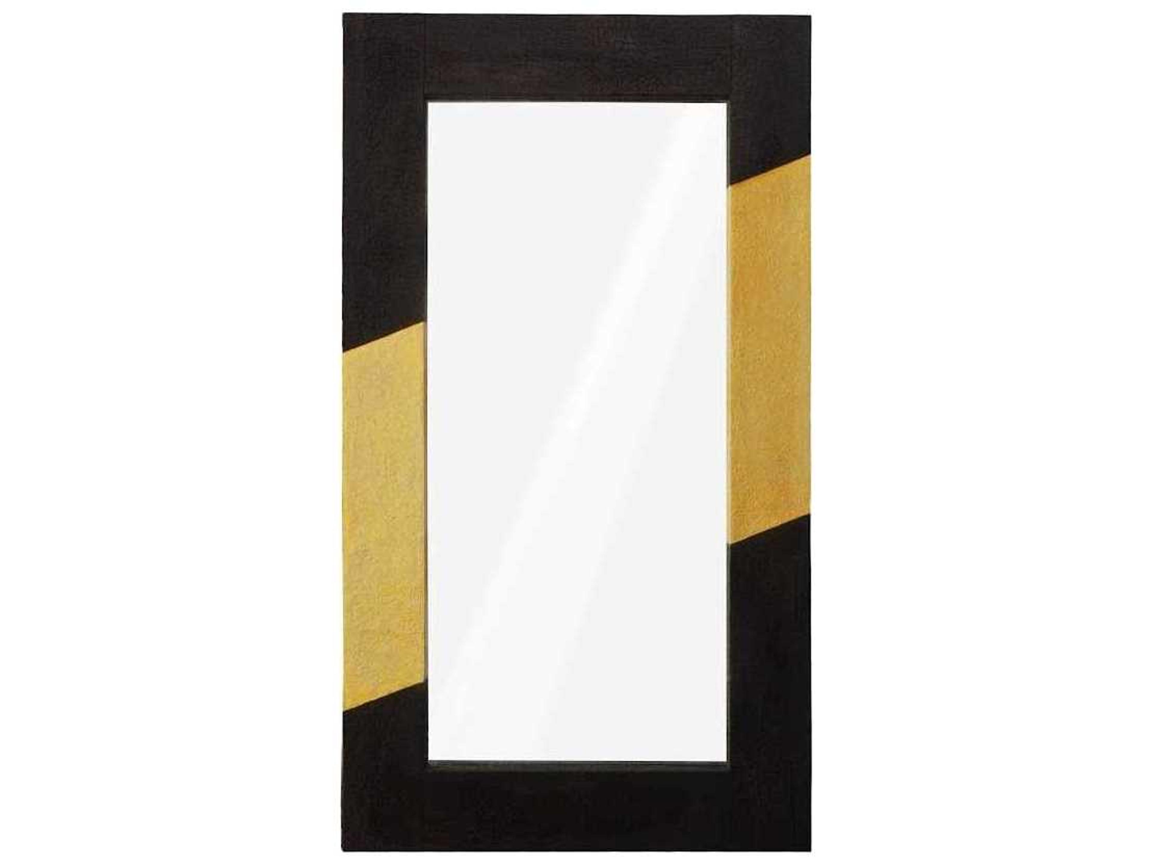 Phillips Collection Black And Gold Leaf Rectangle Floor Mirror