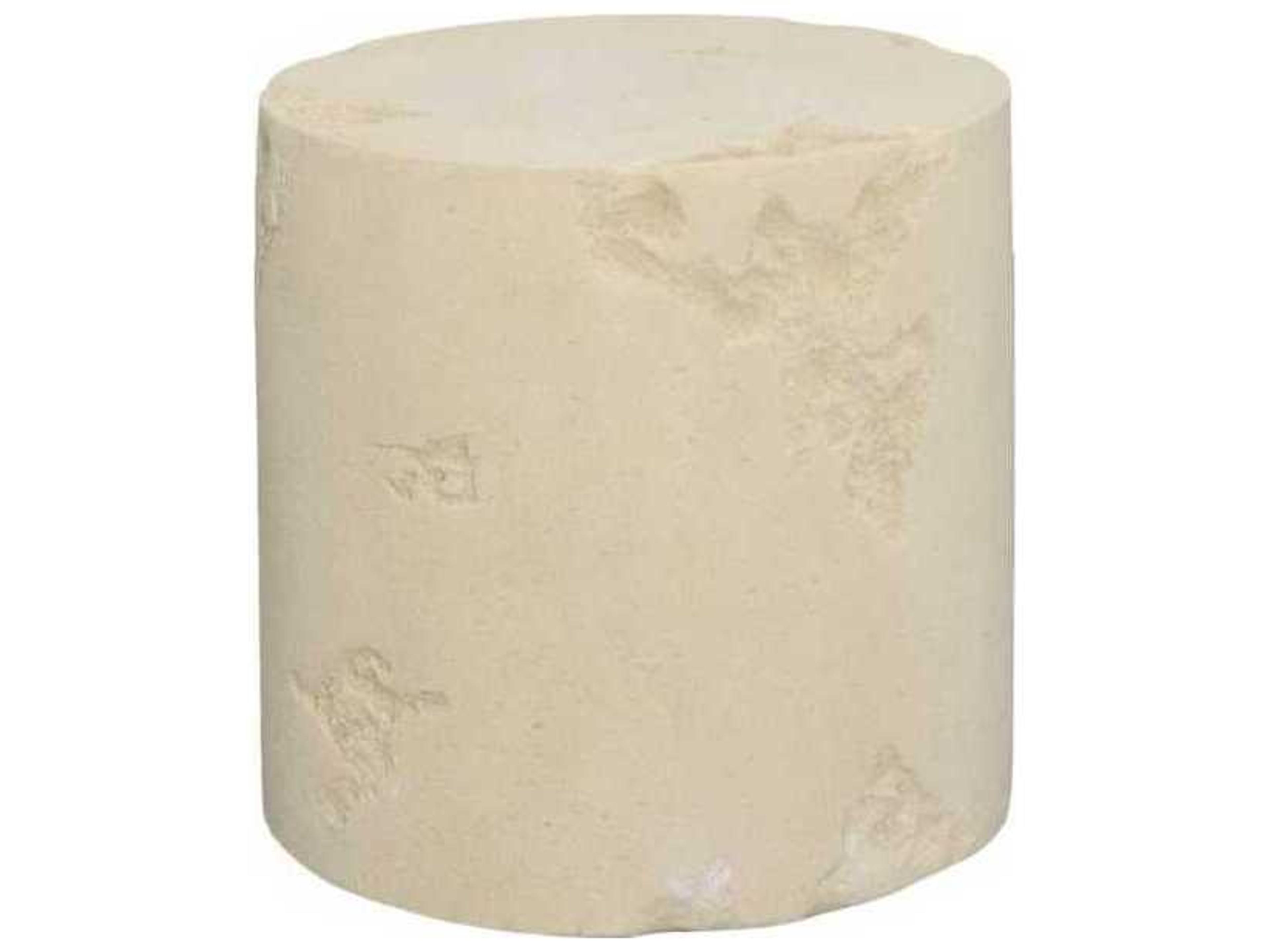 Phillips Collection Cast Formation Round Resin Roman Stone Off White End Table