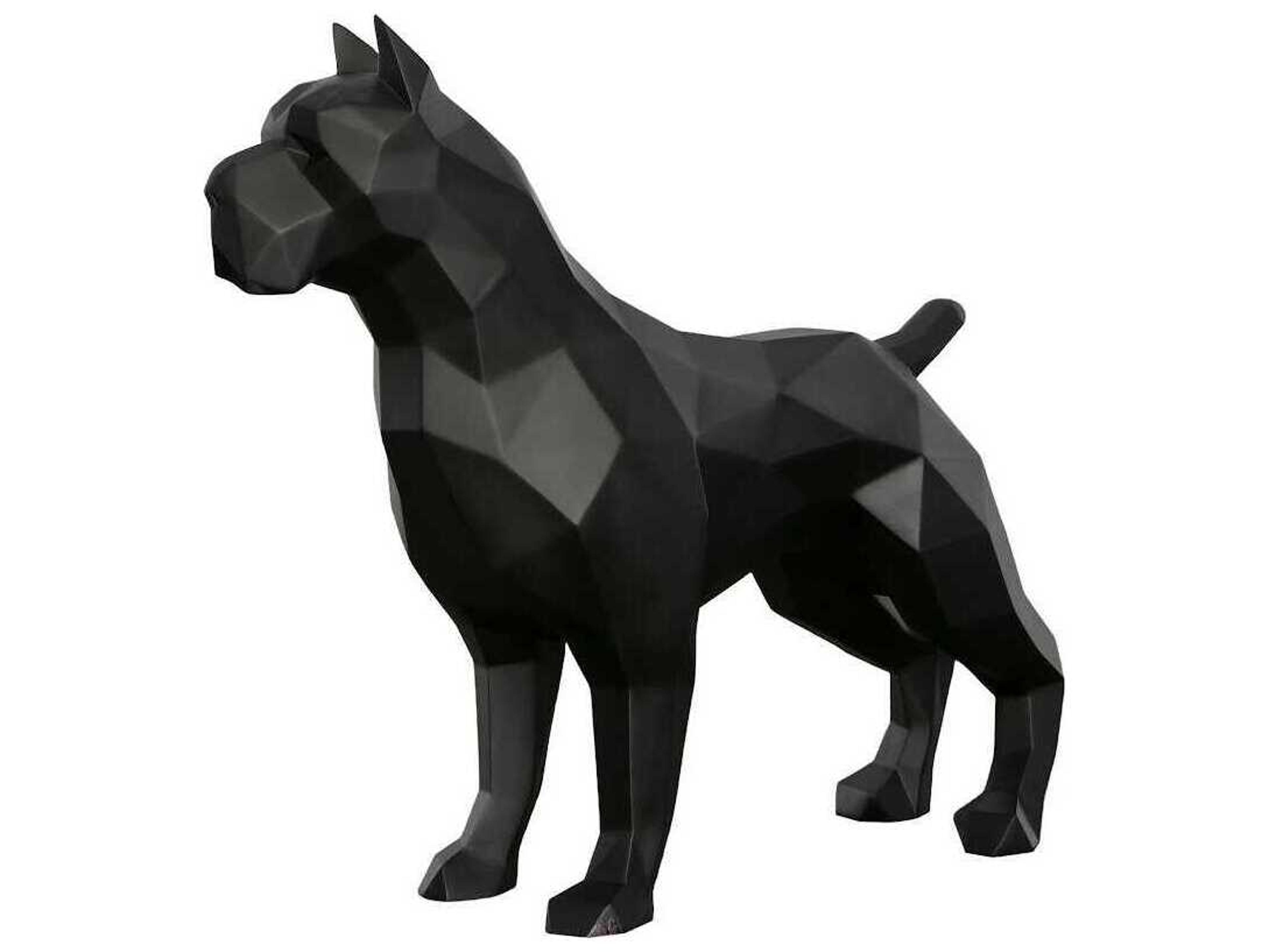 Phillips Collection Matte Lacquer Black Pitbull Facet Sculpture