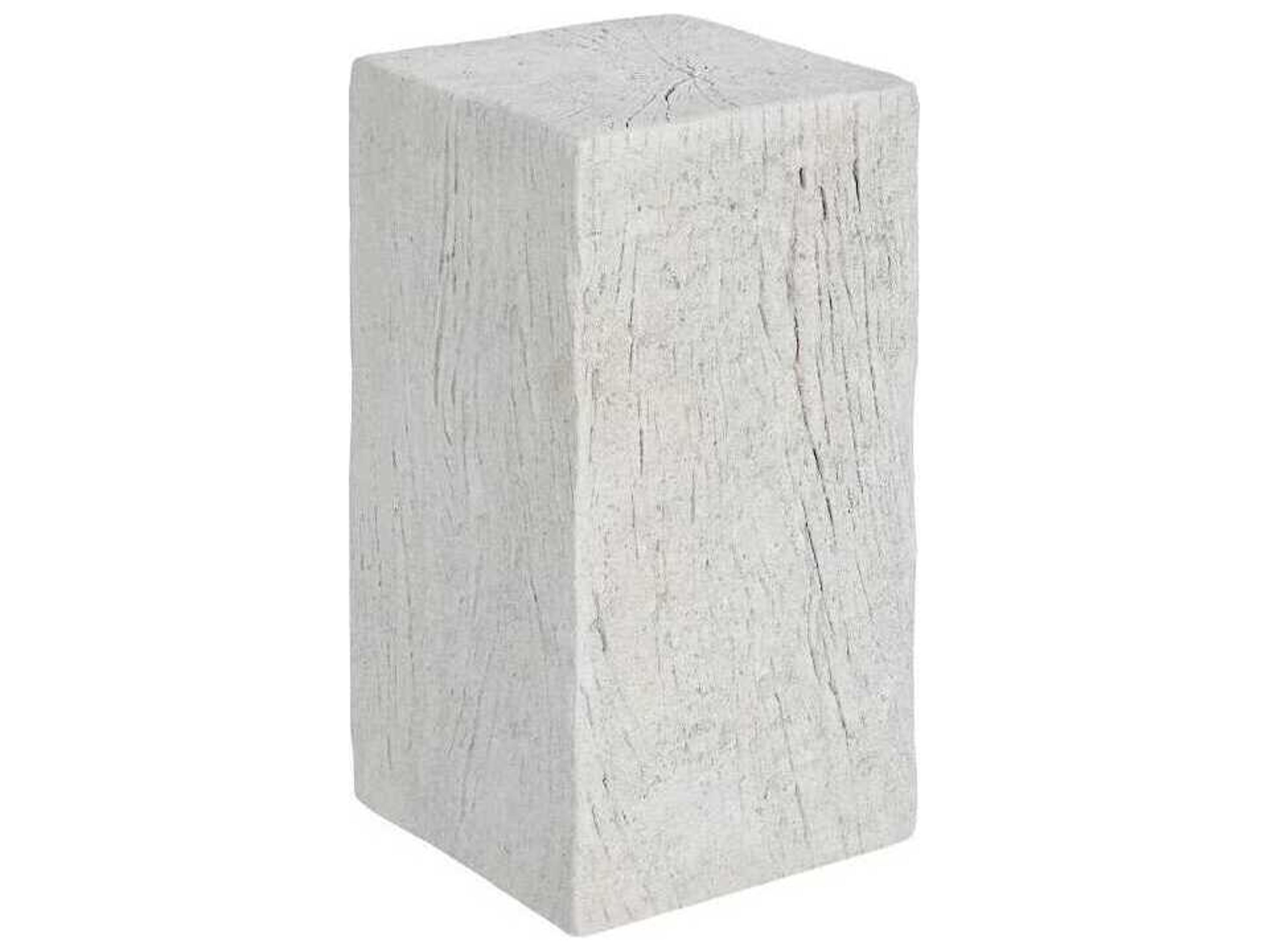 Phillips Collection Log Prism 9" Square Resin Roman Stone White End Table