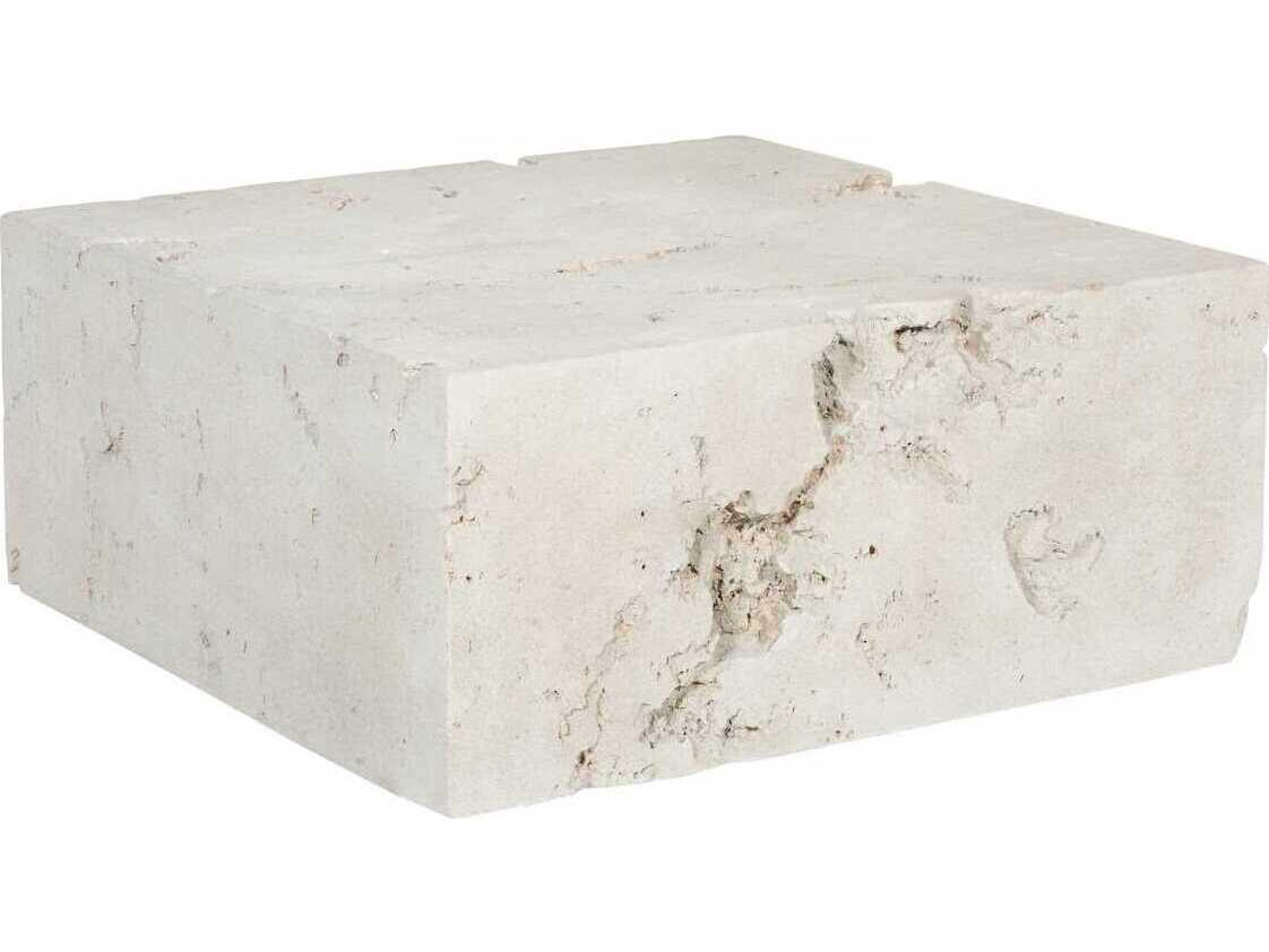 Phillips Collection Formation Square Resin Roman Stone Off White Coffee Table