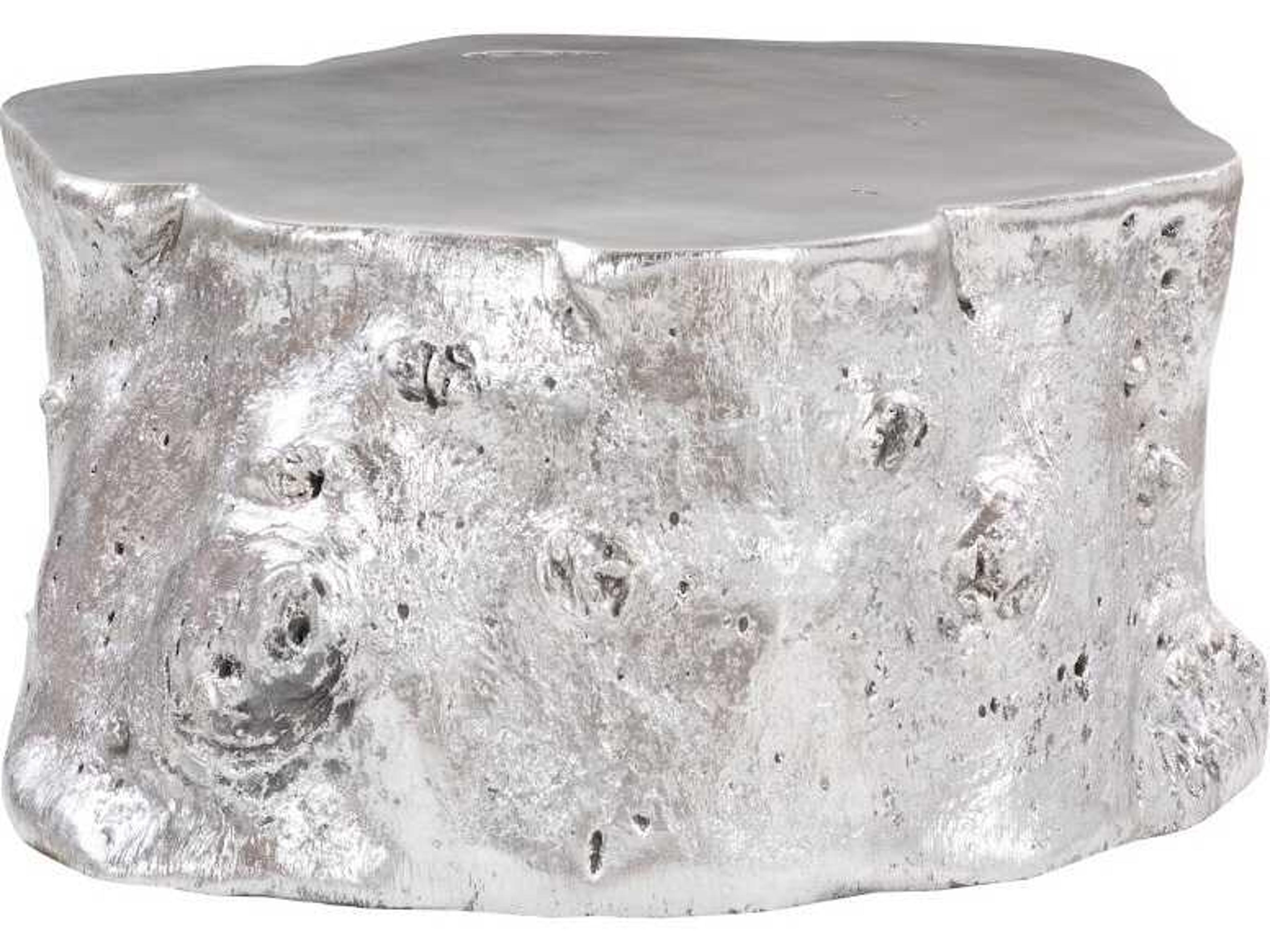Phillips Collection Log Round Wood Silver Leaf Coffee Table