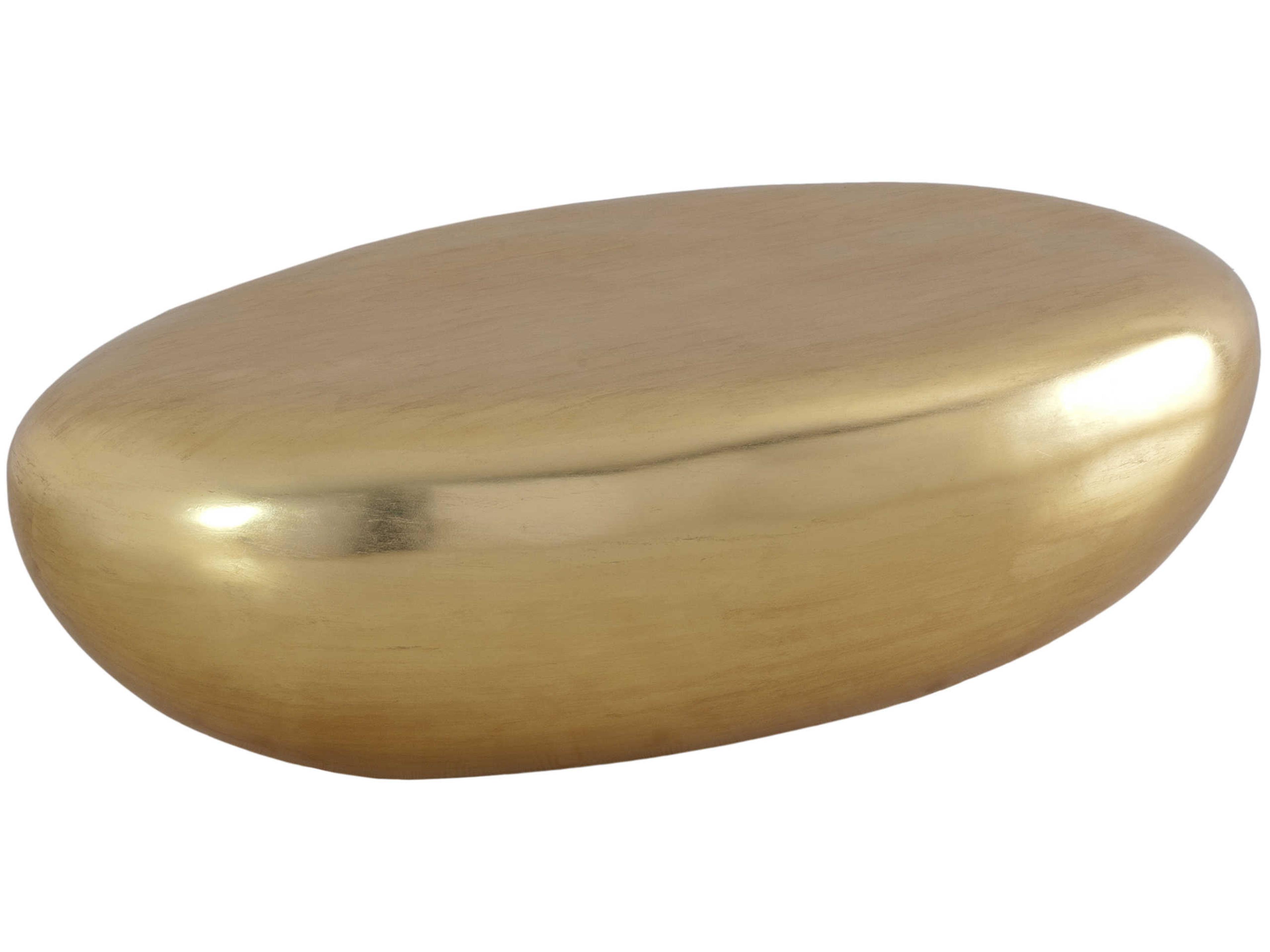 Phillips Collection River Stone Oval Gold Leaf Coffee Table