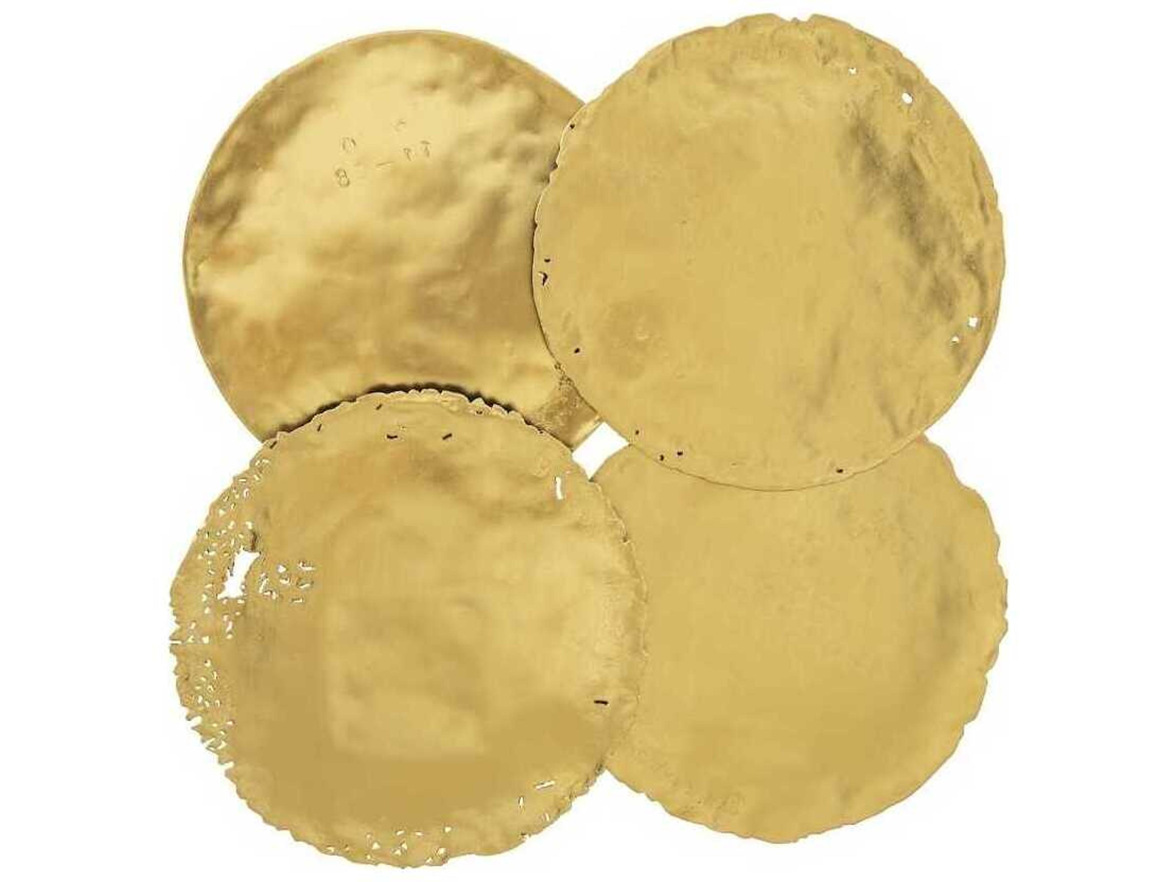 Phillips Collection Cast Oil Drum Wall Discs Gold Leaf 3D Wall Art Set of 4