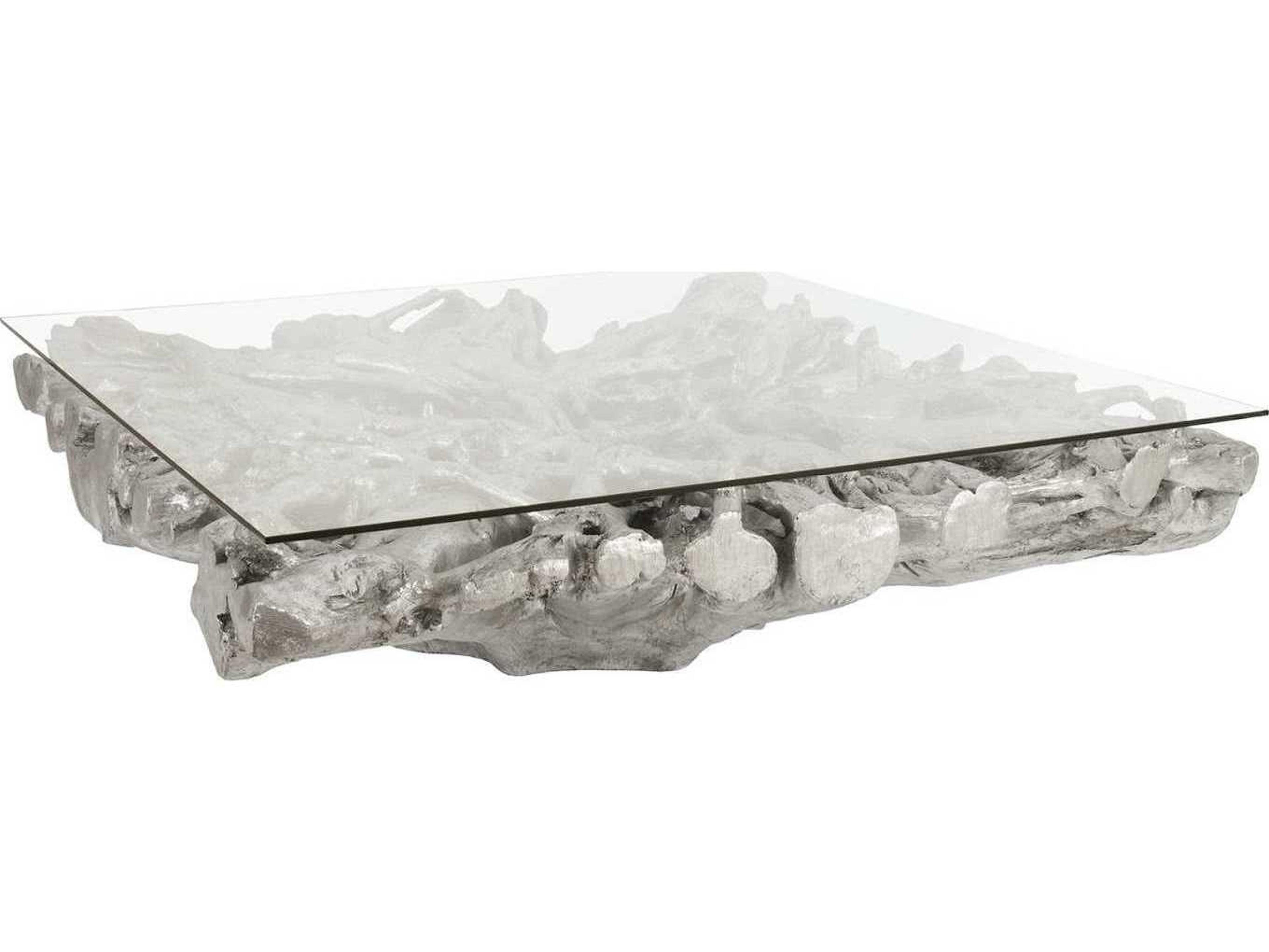 Luxecor Square Glass Silver Leaf Coffee Table