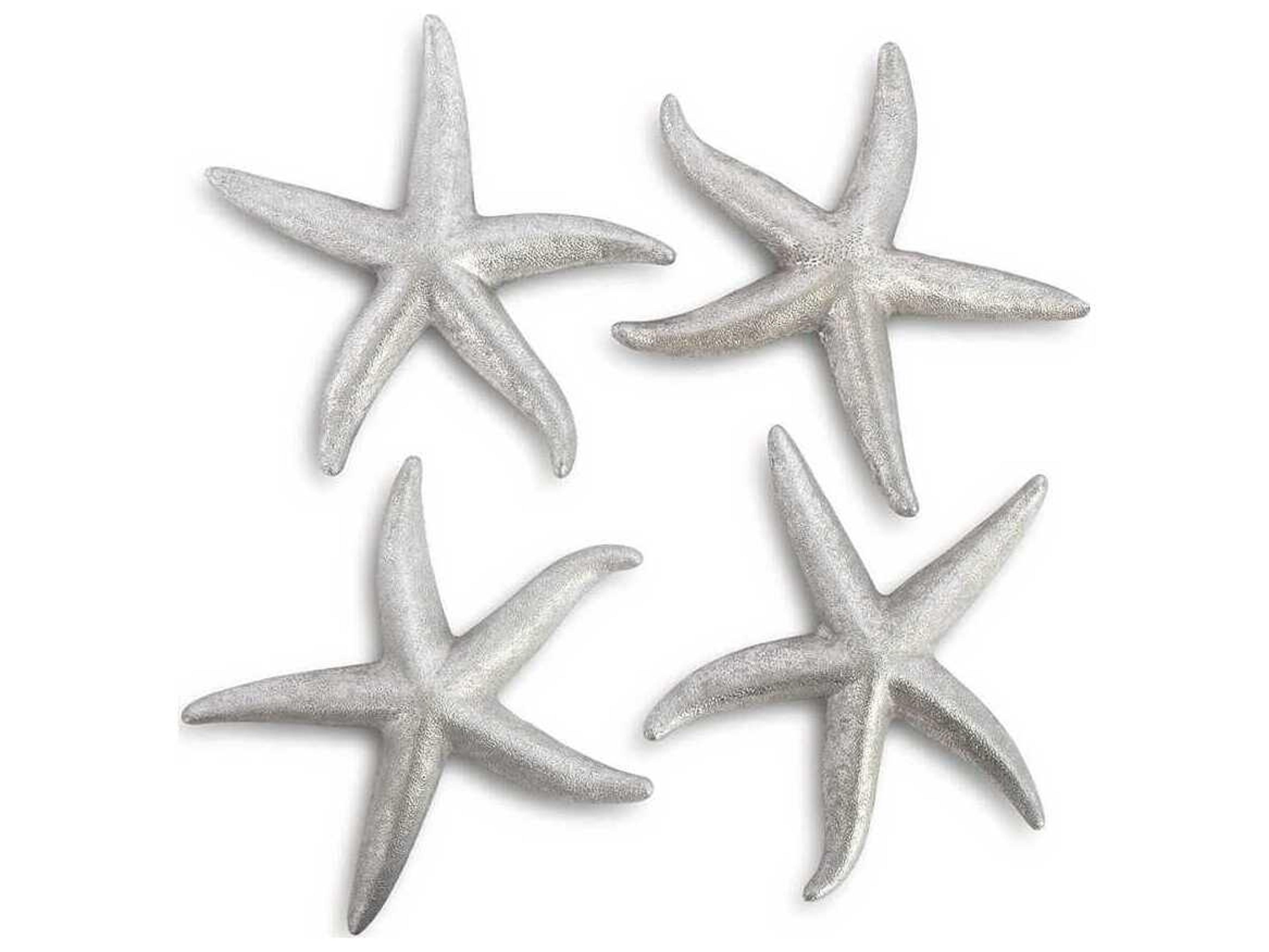 Phillips Collection Silver Leaf Starfish Medium 3D Wall Art Set of 4