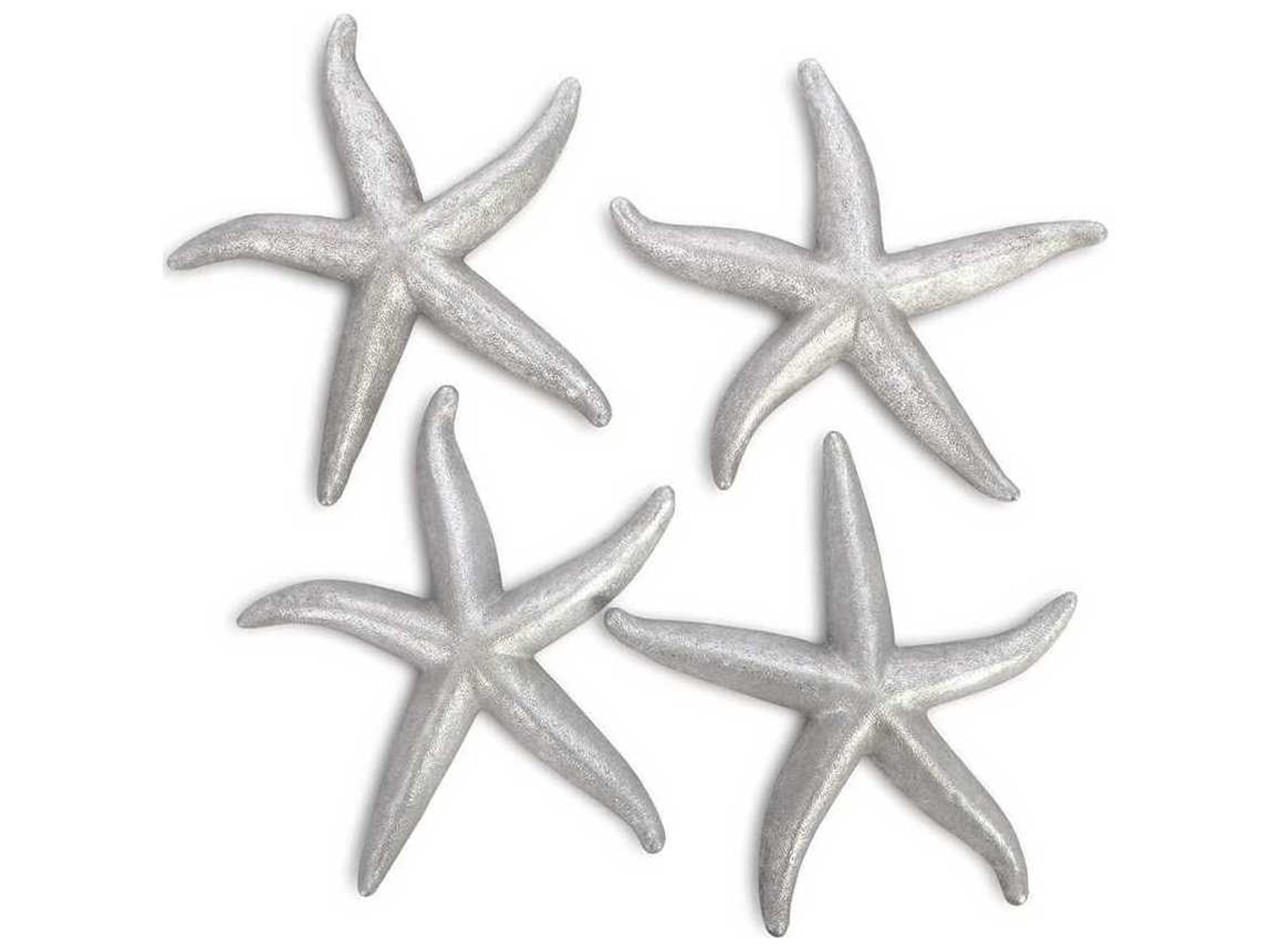 Phillips Collection Silver Leaf Starfish Large 3D Wall Art Set of 4
