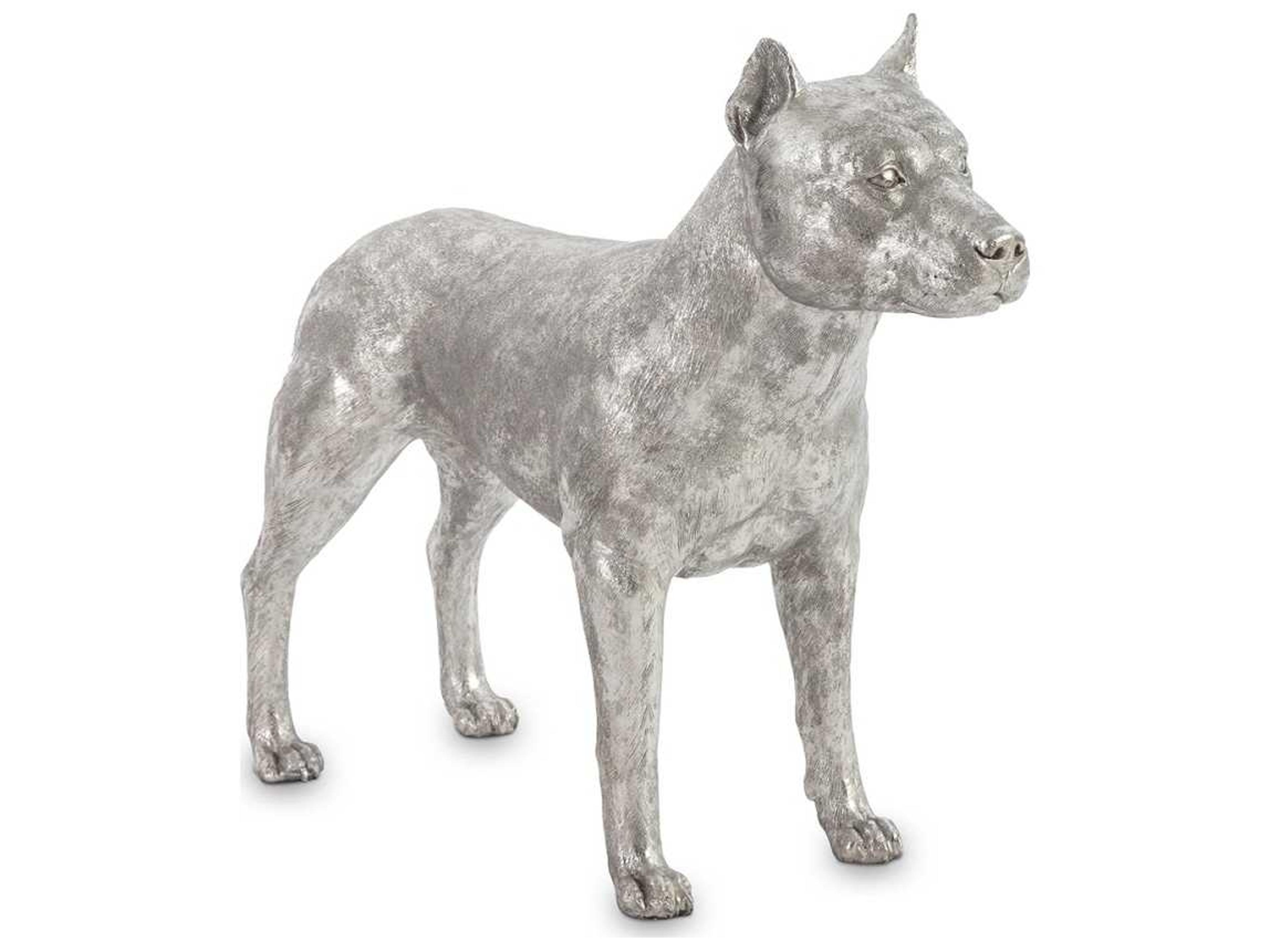 Phillips Collection Silver Leaf Pit Bull Sculpture