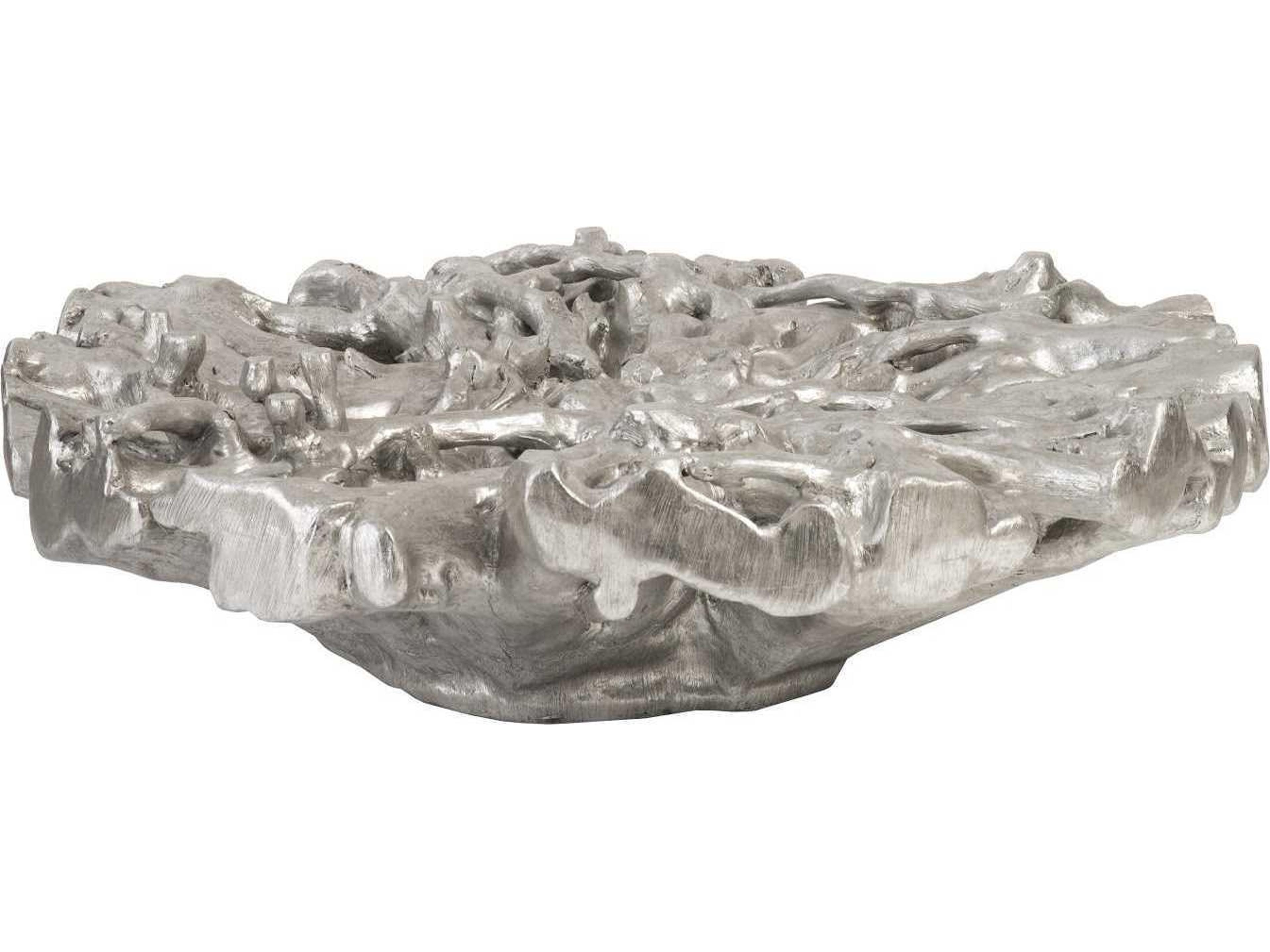 Phillips Collection Round Resin Antique Silver Leaf Coffee Table