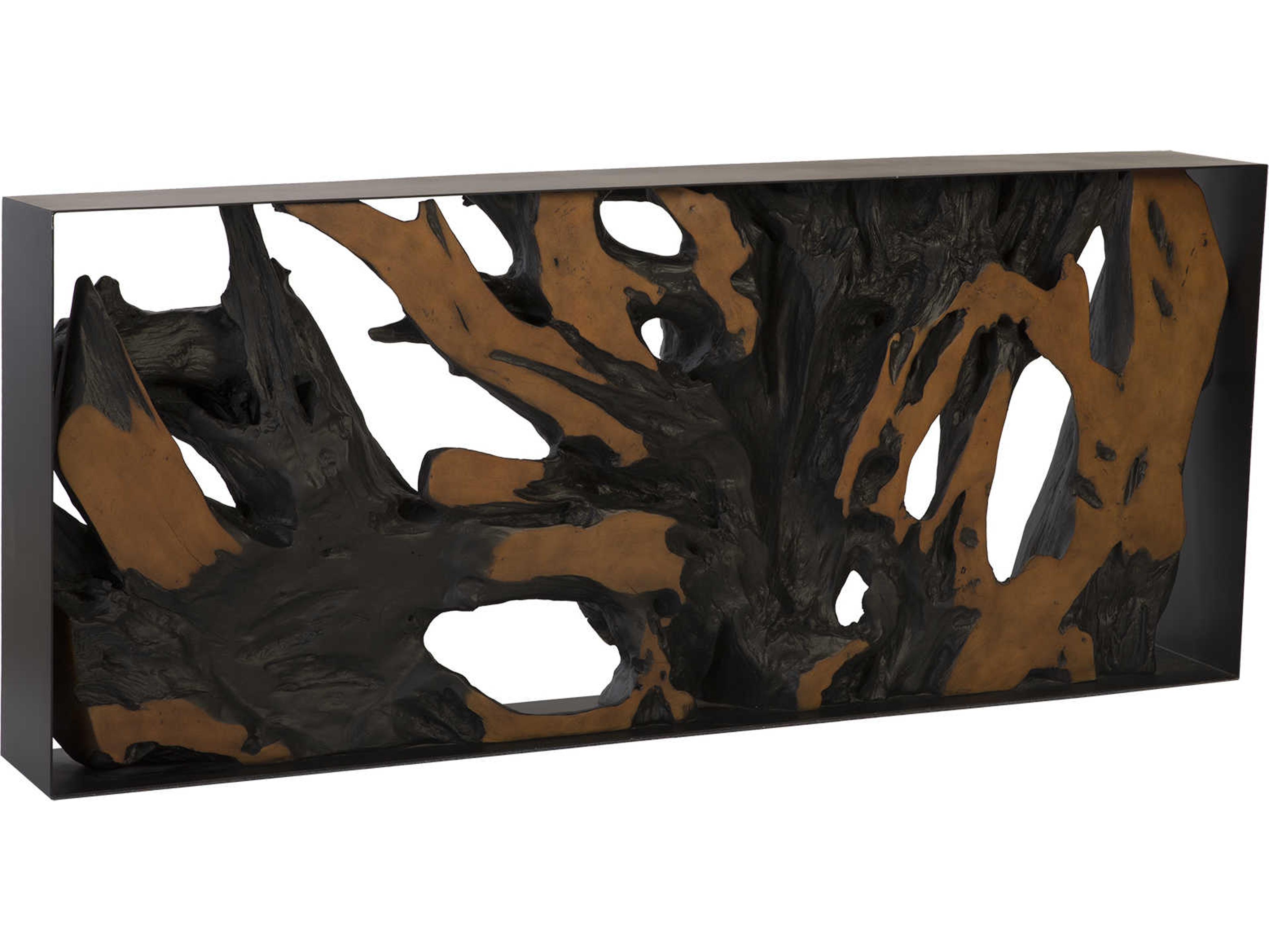 Phillips Collection Cast Naturals Rectangular Metal Black Brown Console Table