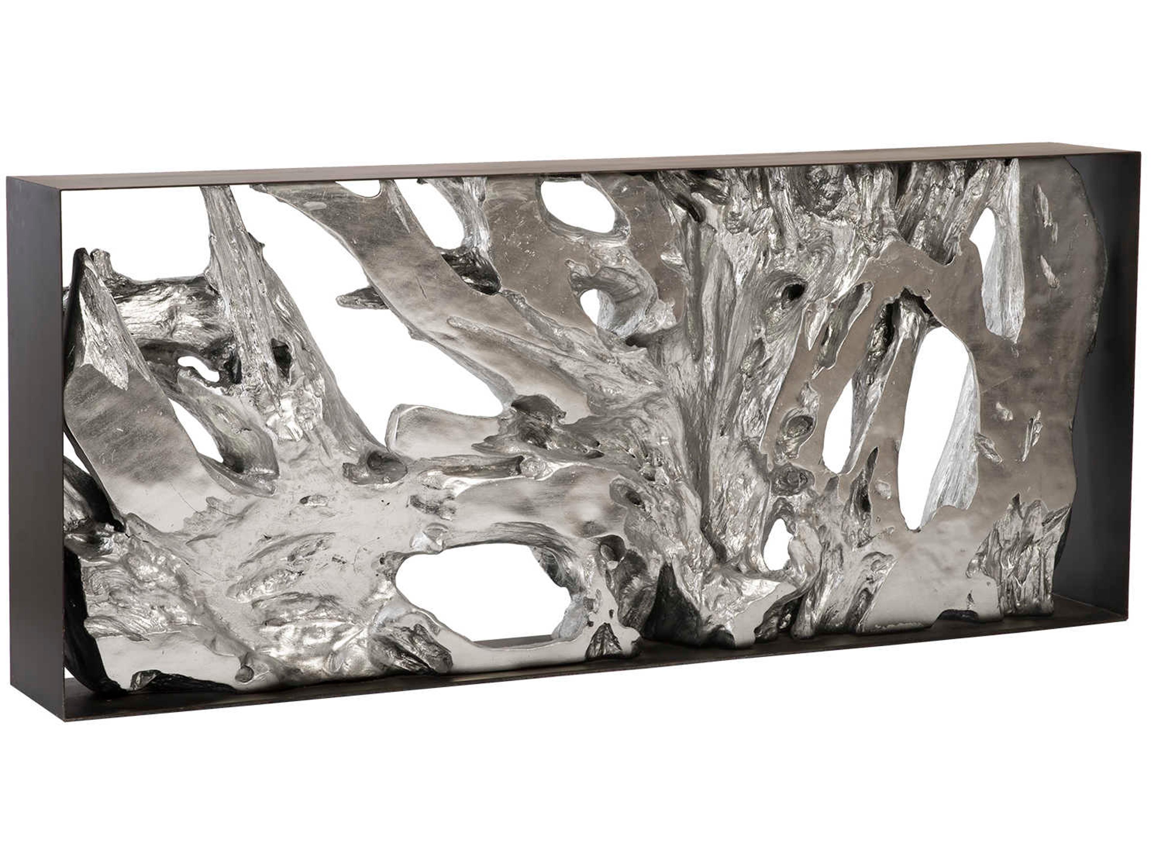 Phillips Collection Cast Naturals Rectangular Metal Black Silver Console Table