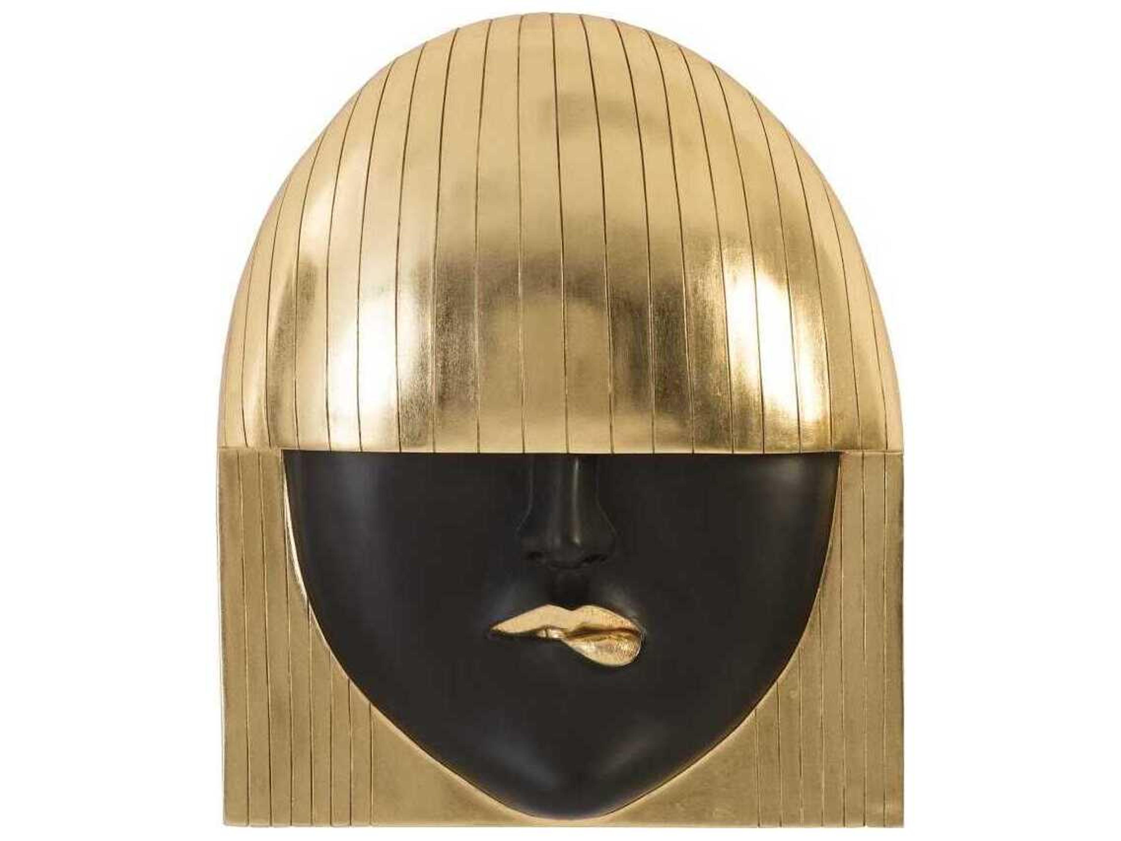 Phillips Collection Black and Gold Leaf Pout Large Fashion Faces 3D Wall Art