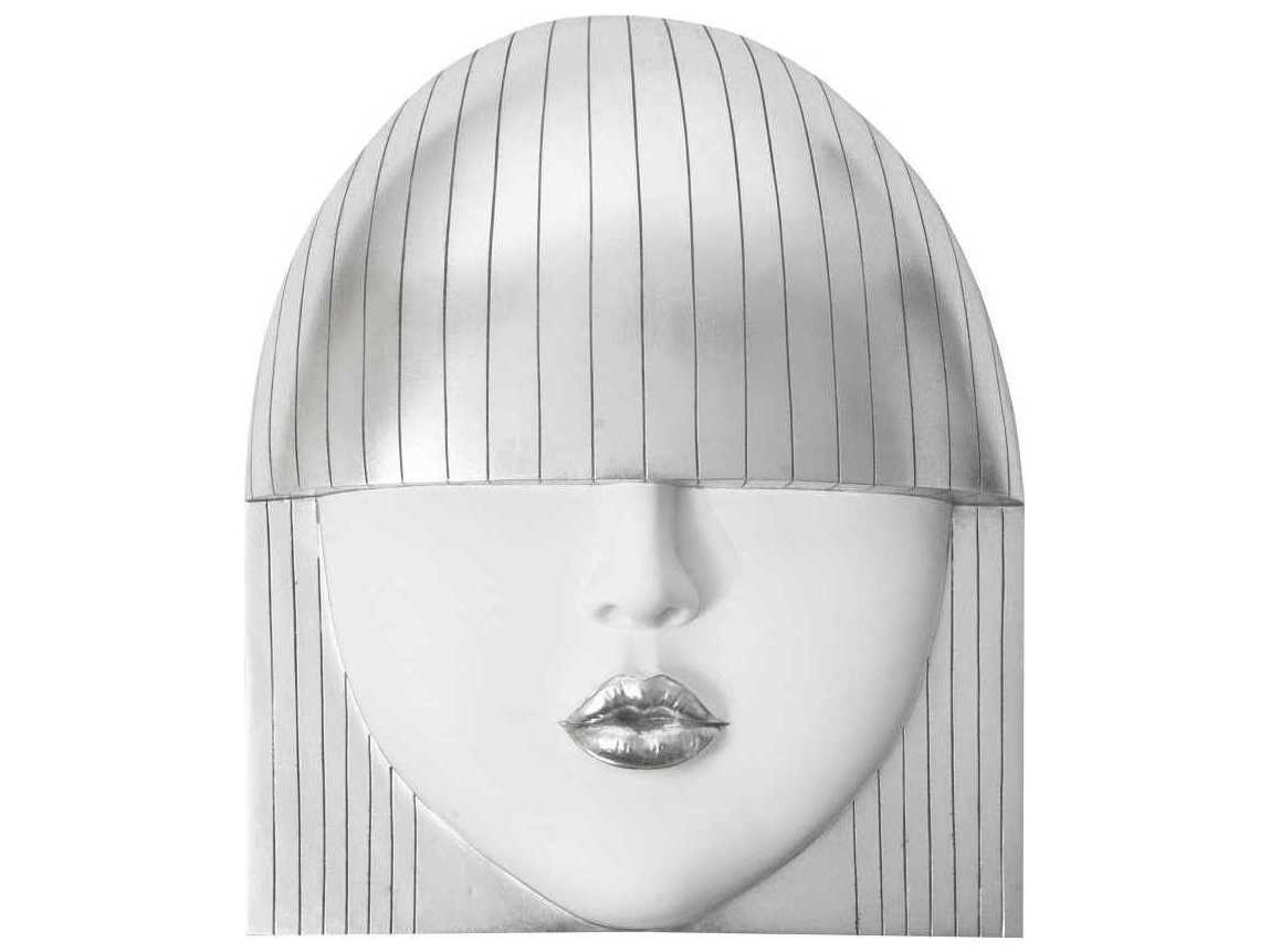 Phillips Collection White and Silver Leaf Kiss Large Fashion Faces 3D Wall Art