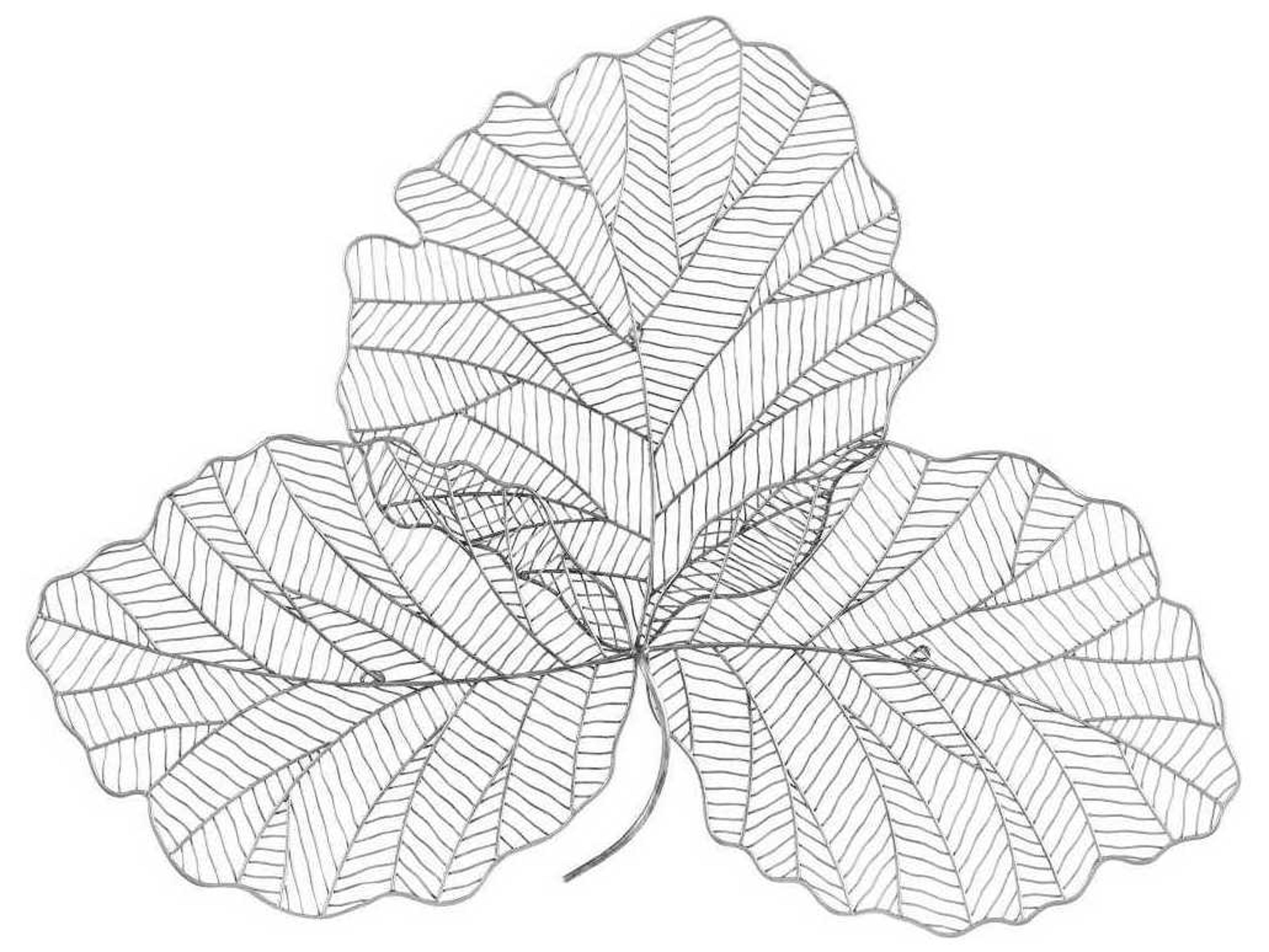 Phillips Collection Tri Leaf Silver/Black Small Metal Wall Art