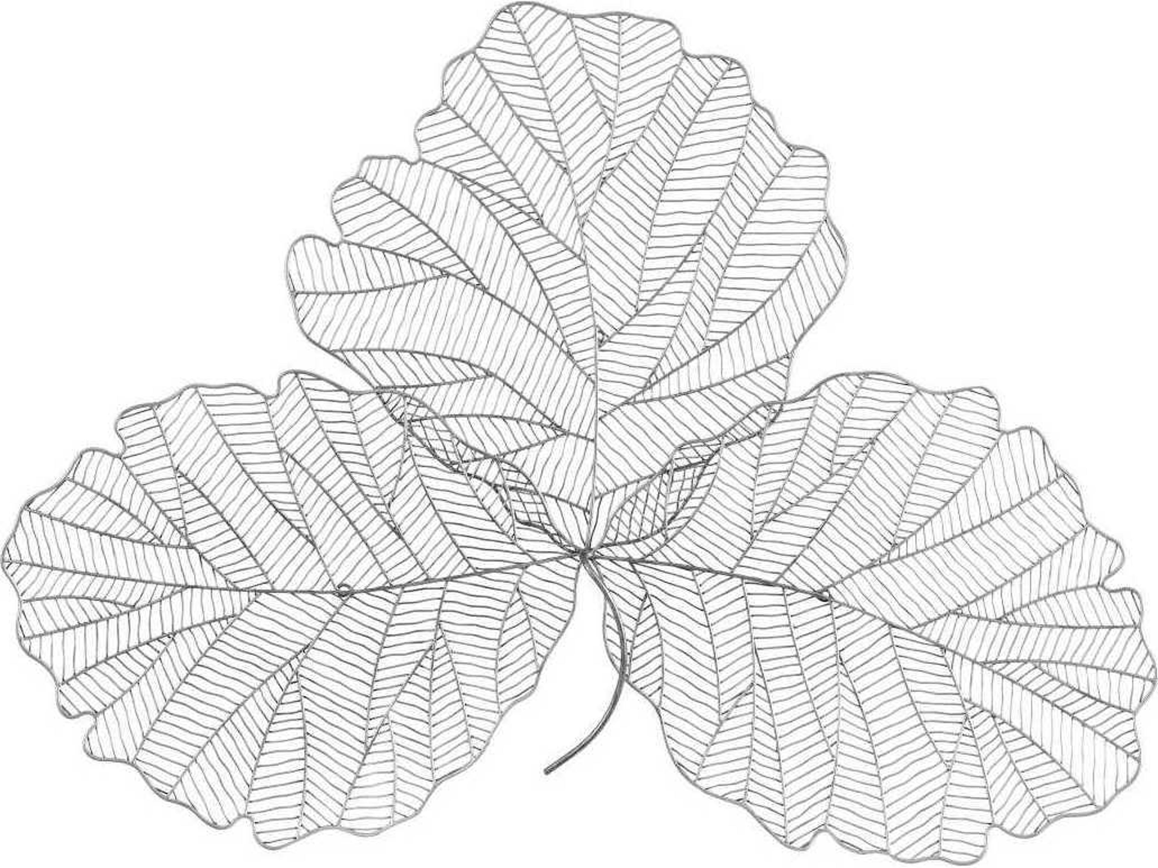 Phillips Collection Tri Leaf Silver/Black Medium Metal Wall Art