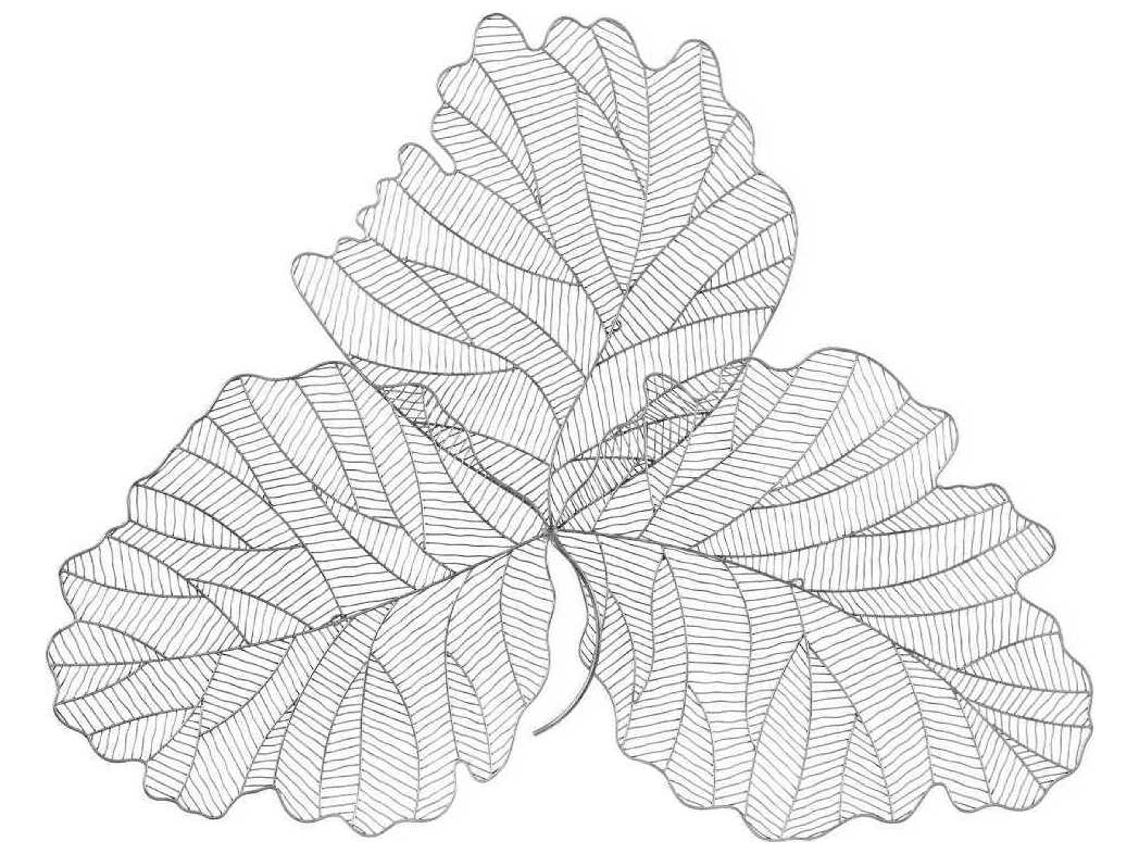 Phillips Collection Tri Leaf Silver/Black Large Metal Wall Art