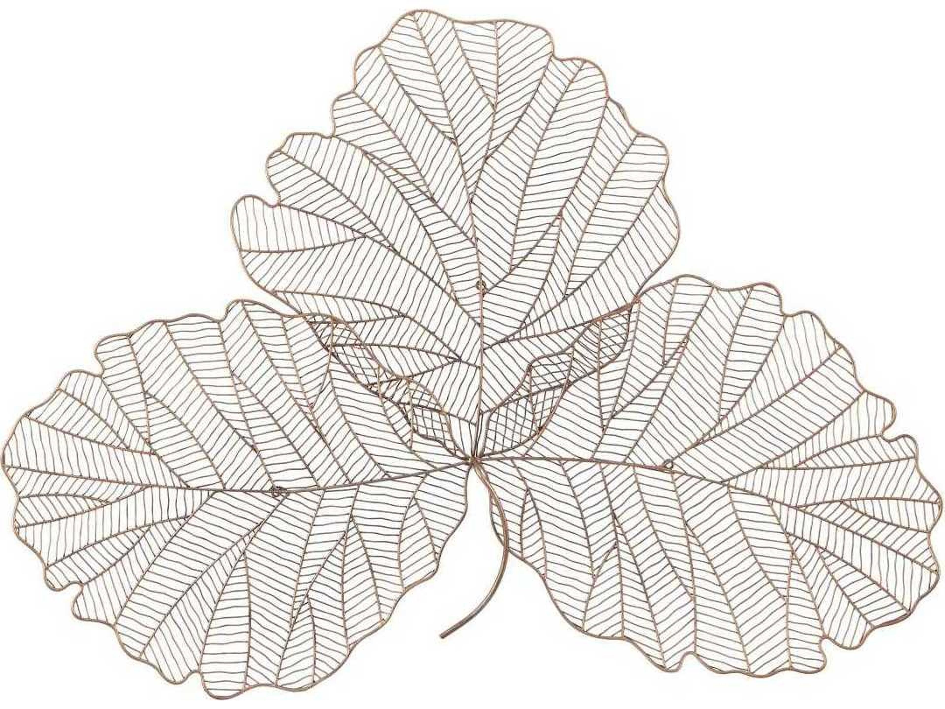 Phillips Collection Tri Leaf Copper/Black Medium Metal Wall Art