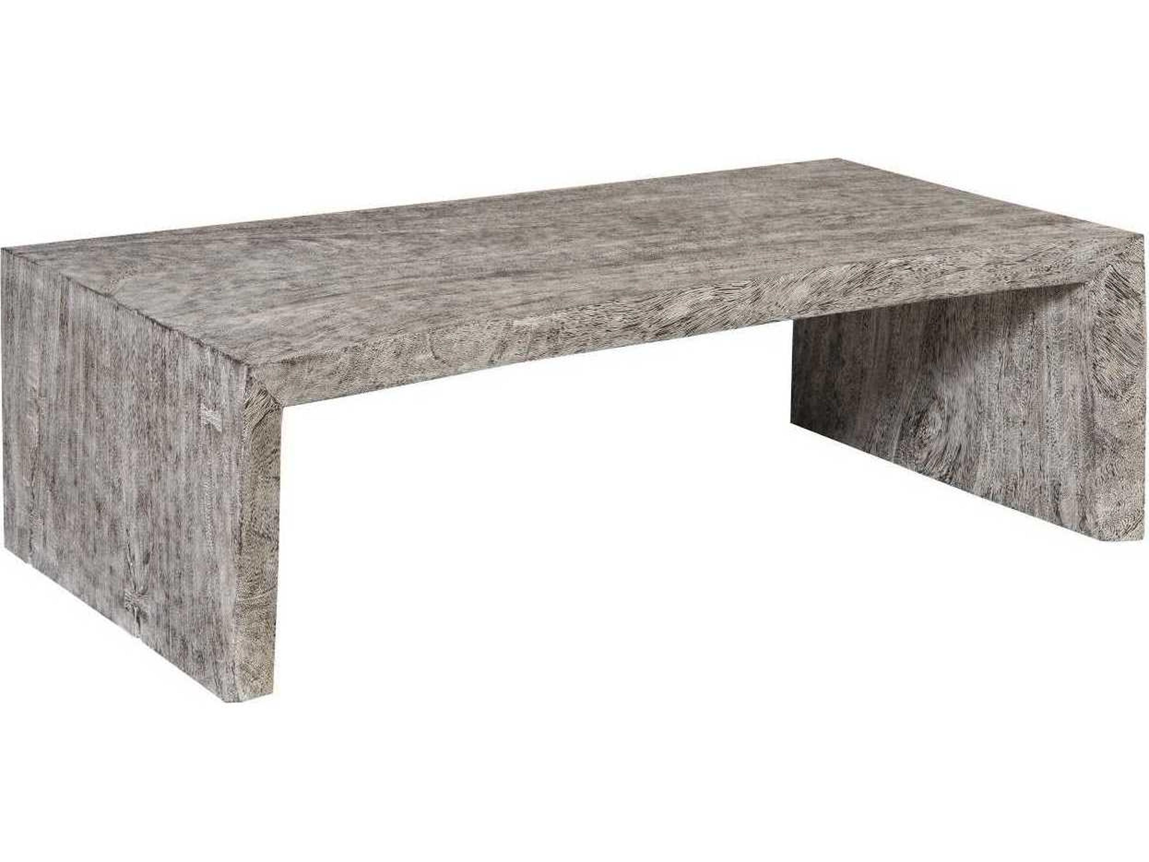 Phillips Collection Rectangular Wood Gray Stone Coffee Table