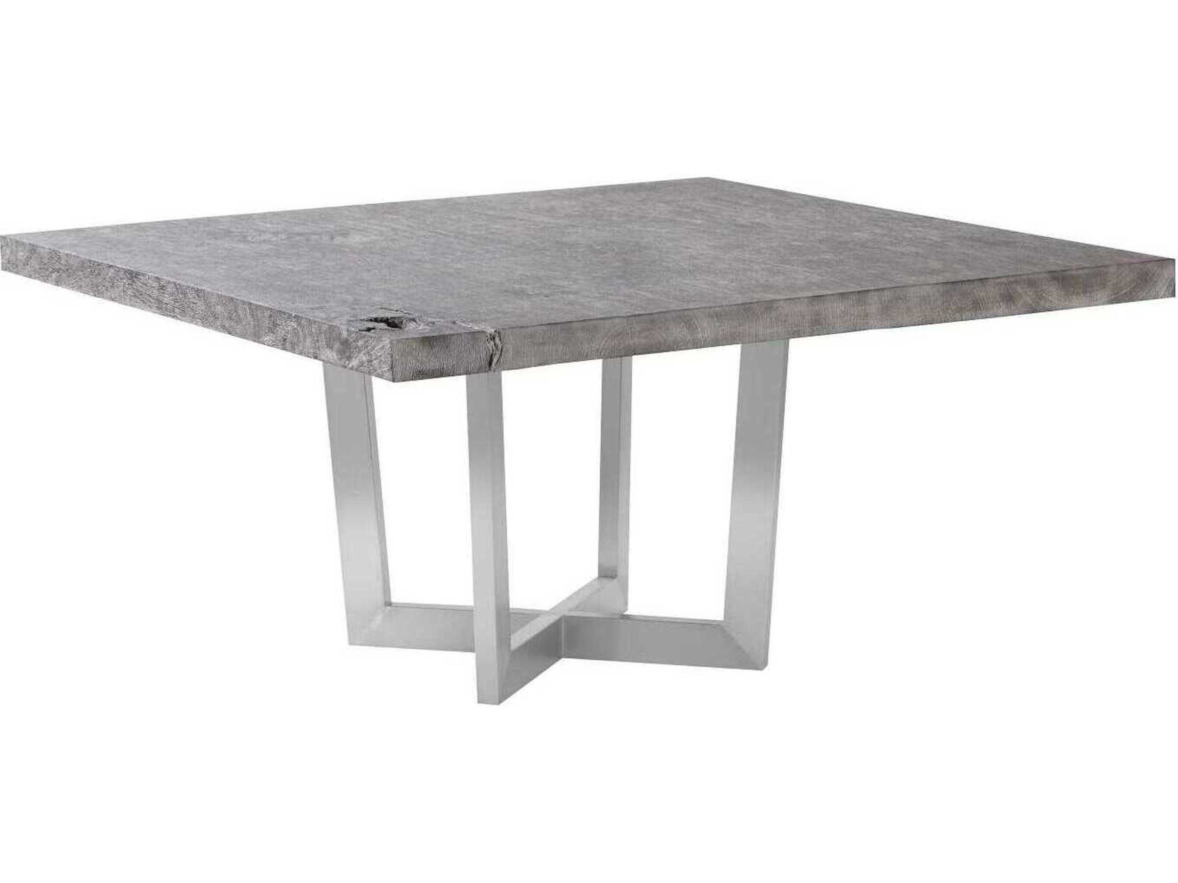 Phillips Collection Square Wood Gray Stone Dining Table