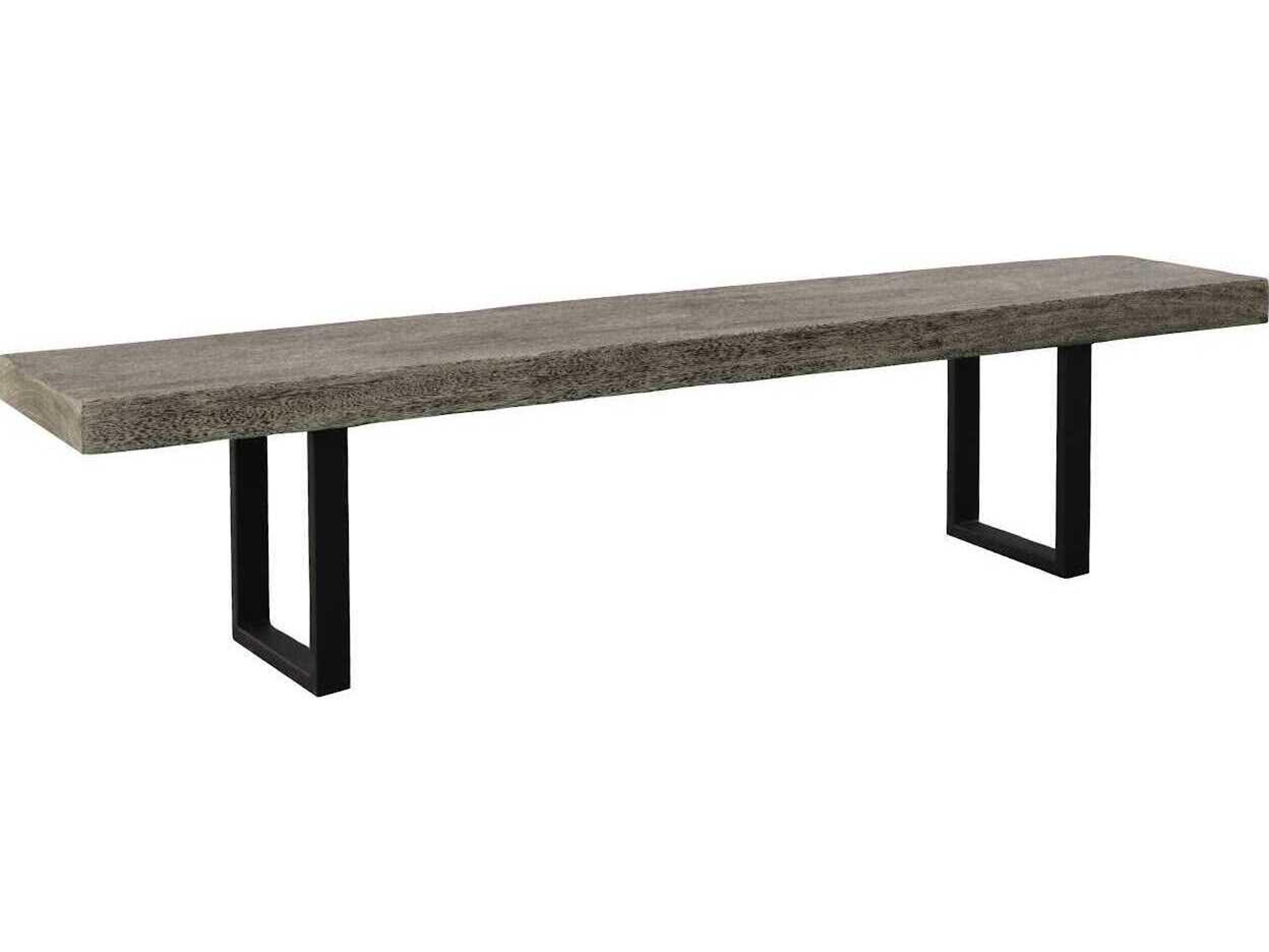 Phillips Collection Origins Straight Edge Gray Stone Black Accent Bench