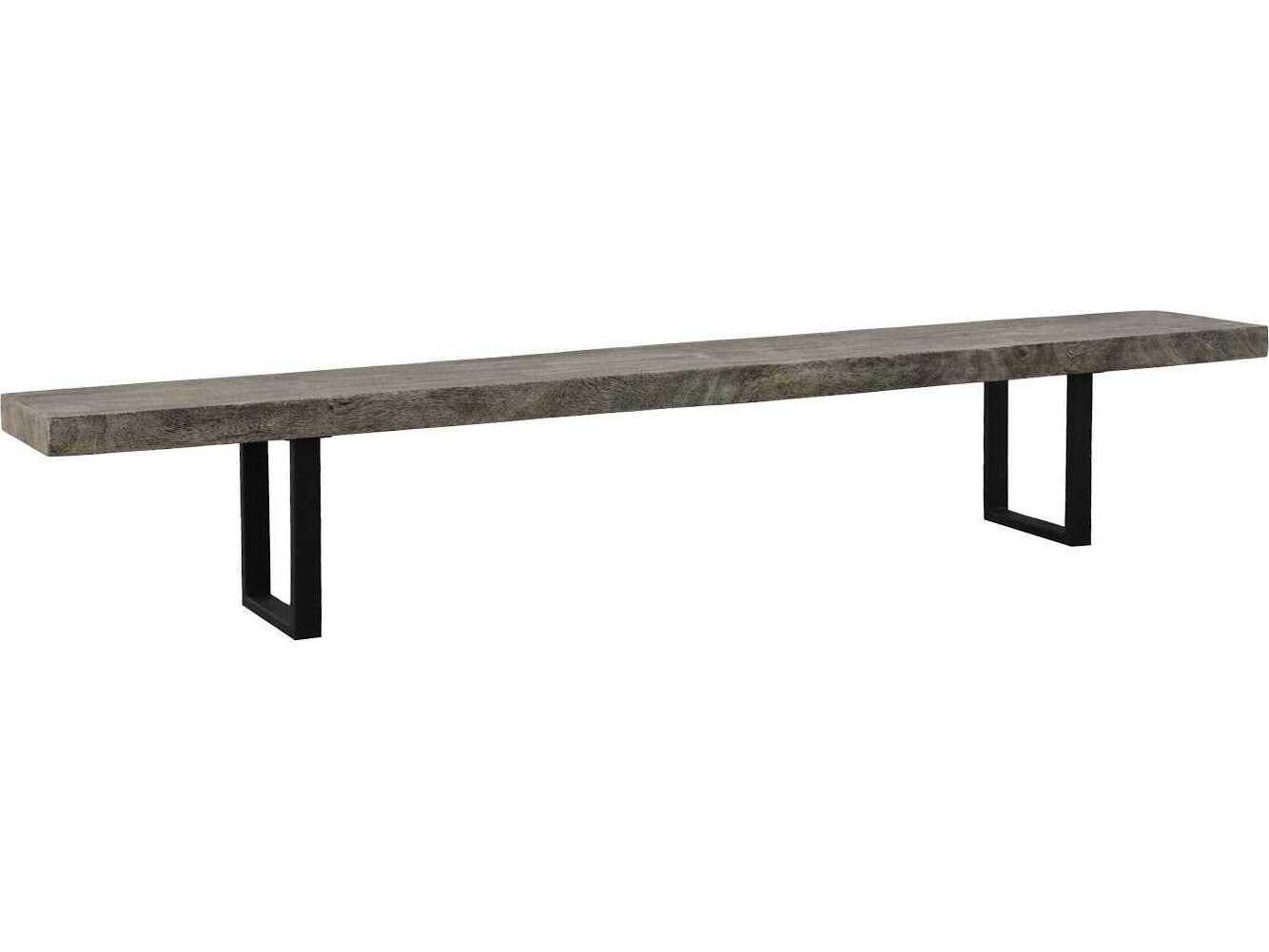 Phillips Collection Origins Straight Edge Gray Stone Black Accent Bench