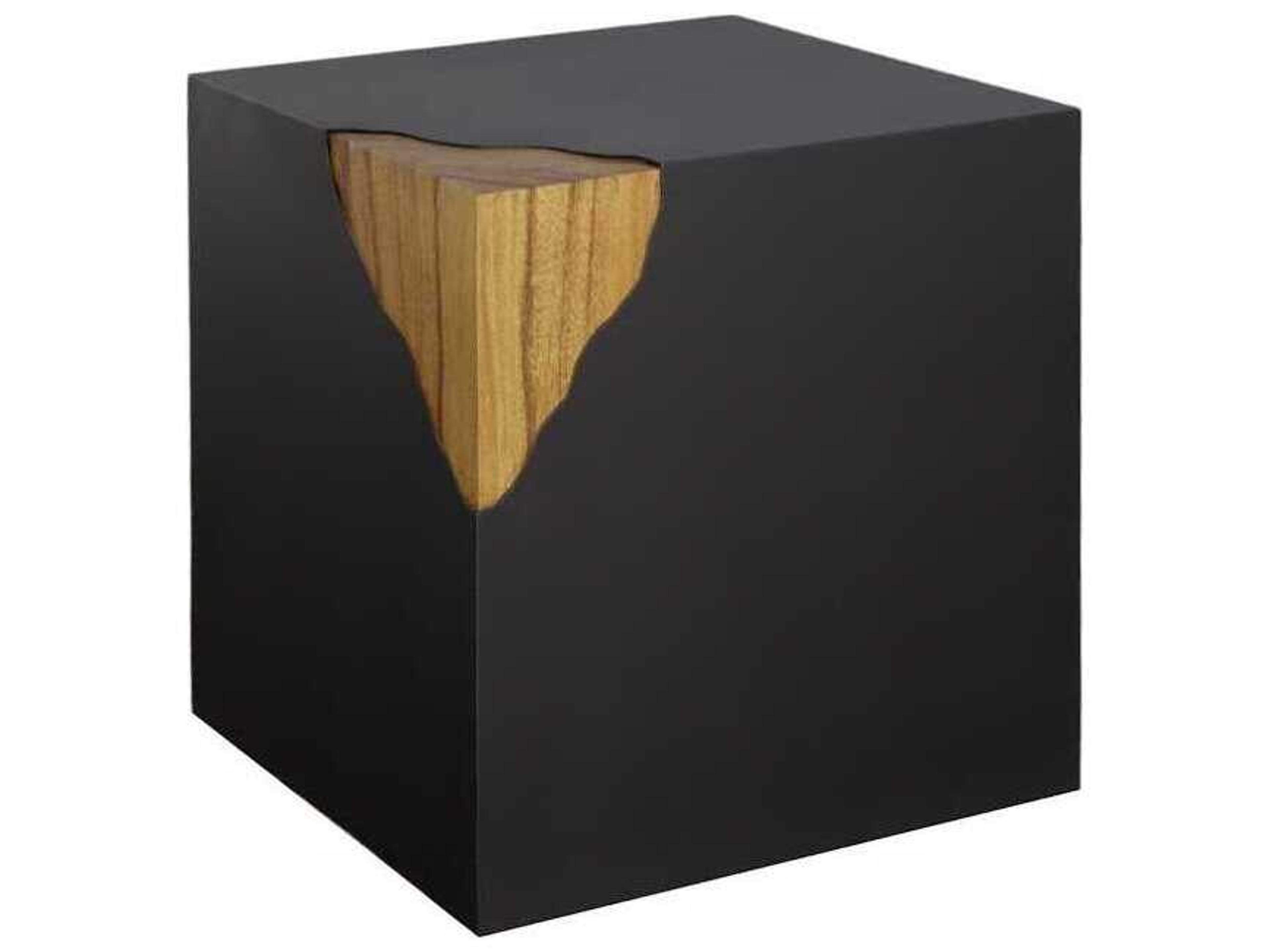 Phillips Collection Cornered Square Metal Natural Black Brown End Table