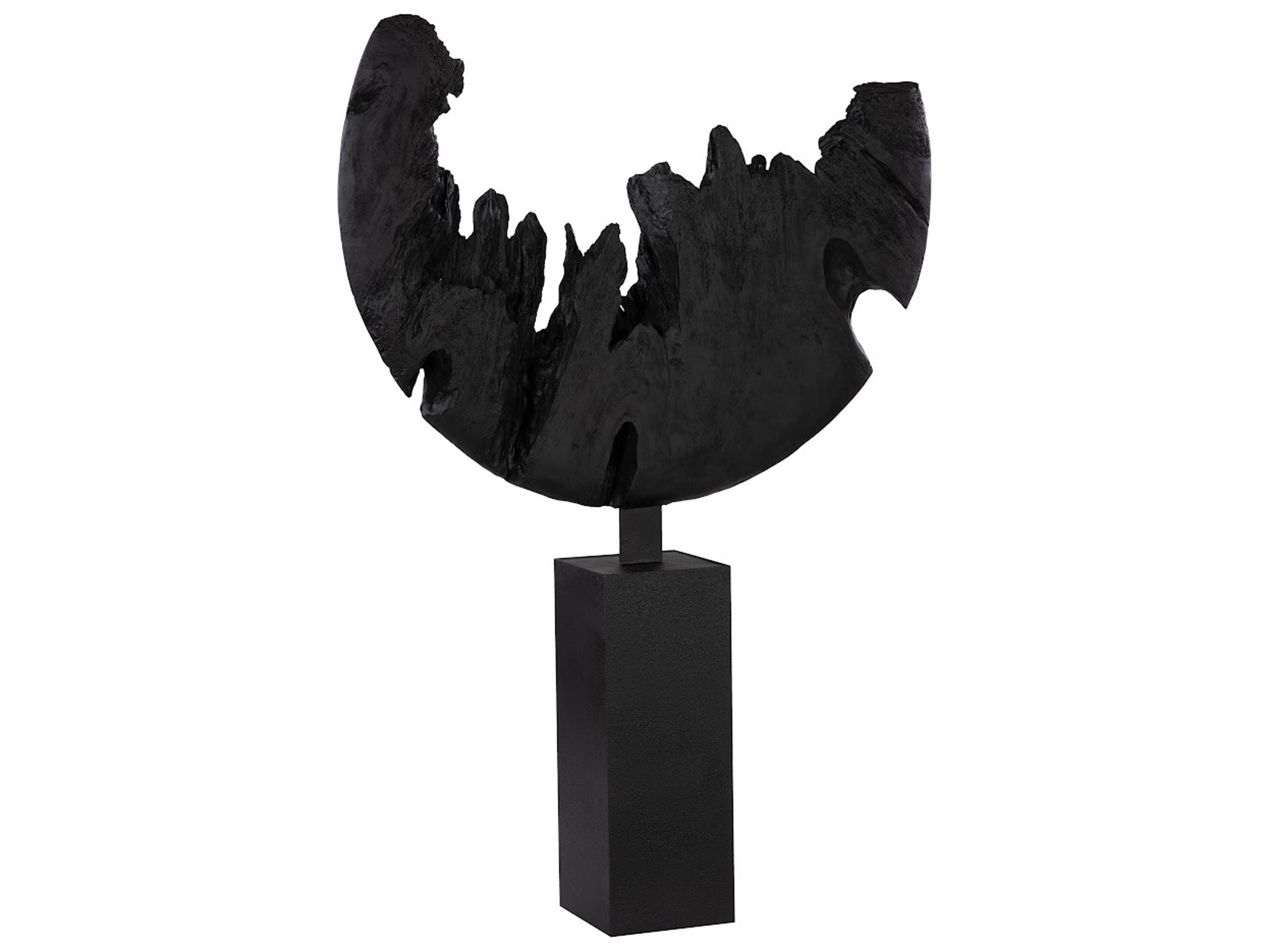 Phillips Collection Broken Moon Black Wash Resin Sculpture