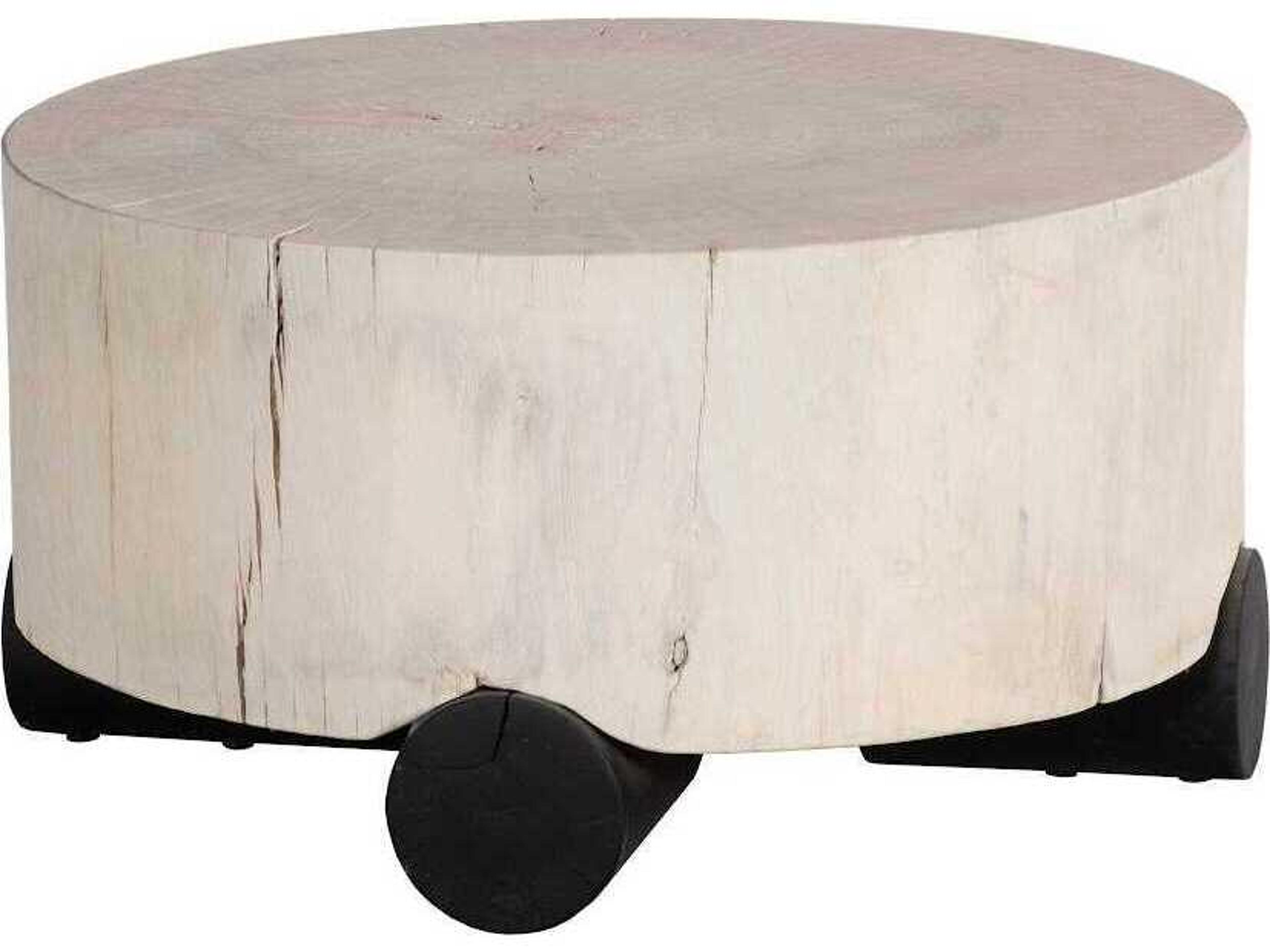 Phillips Collection Core Round Wood Bleached Off White Coffee Table