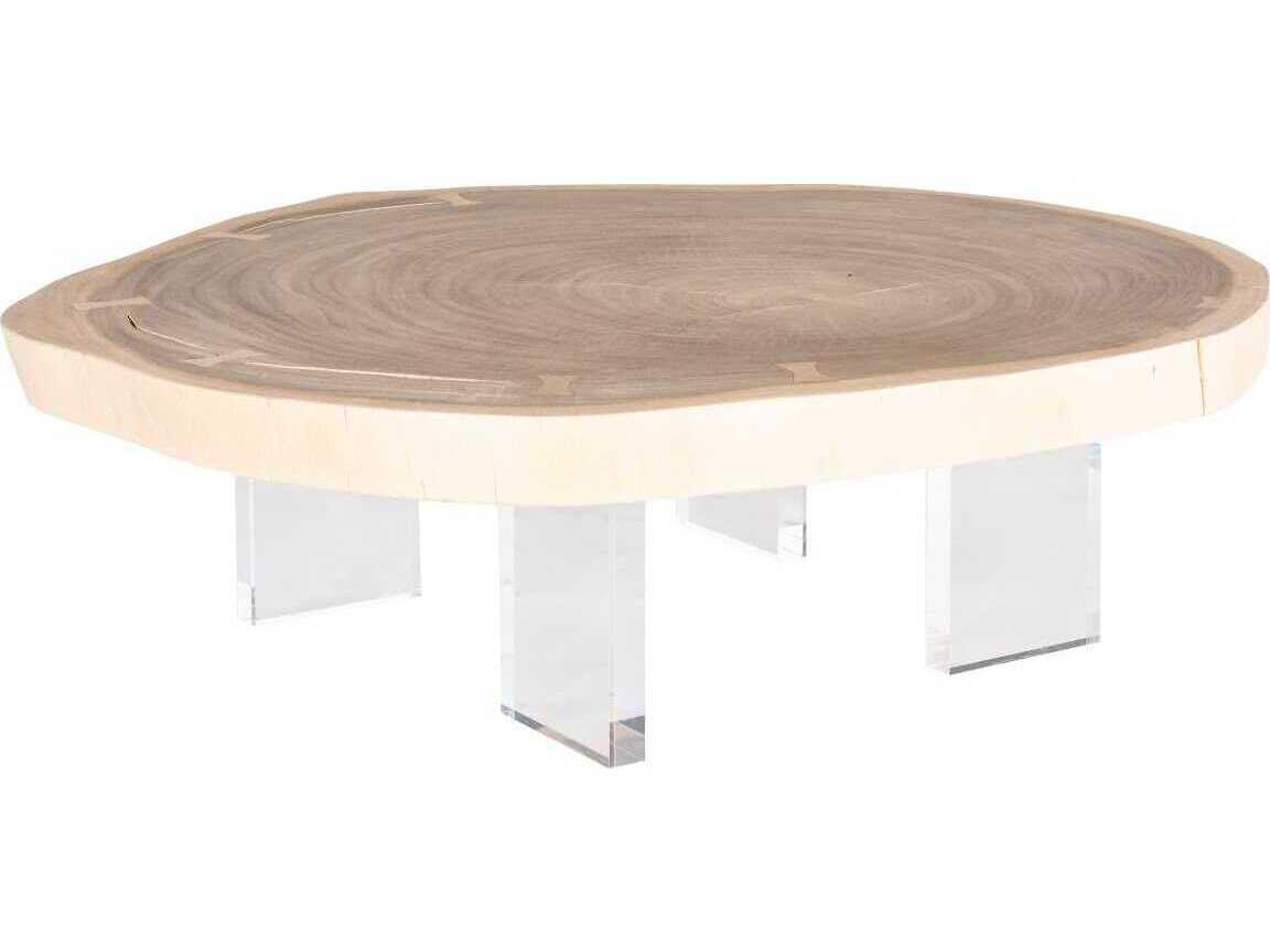 Phillips Collection Floating Wood Bleached Off White Clear Coffee Table