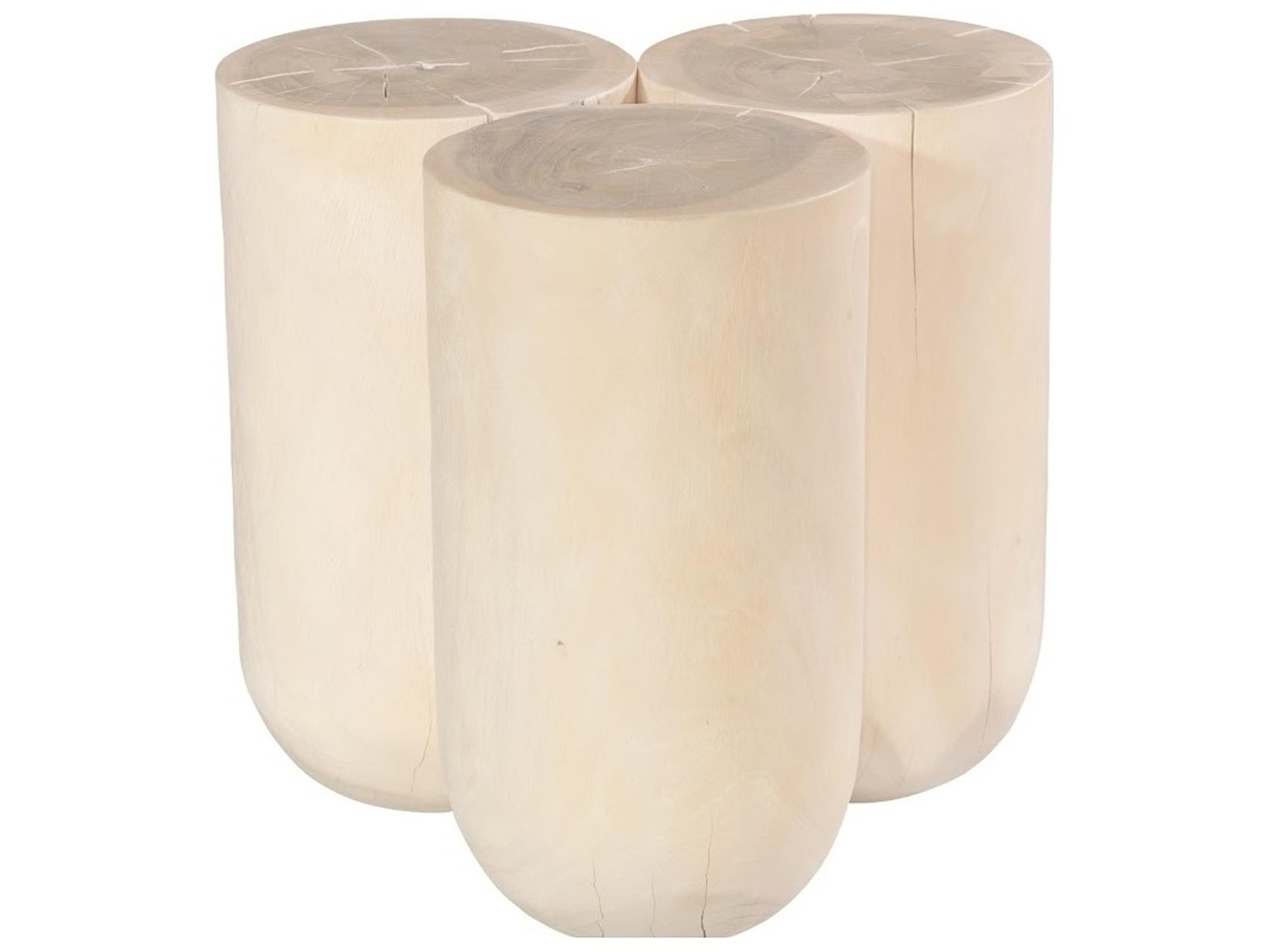 Phillips Collection Round Wood Off White Bleached End Table