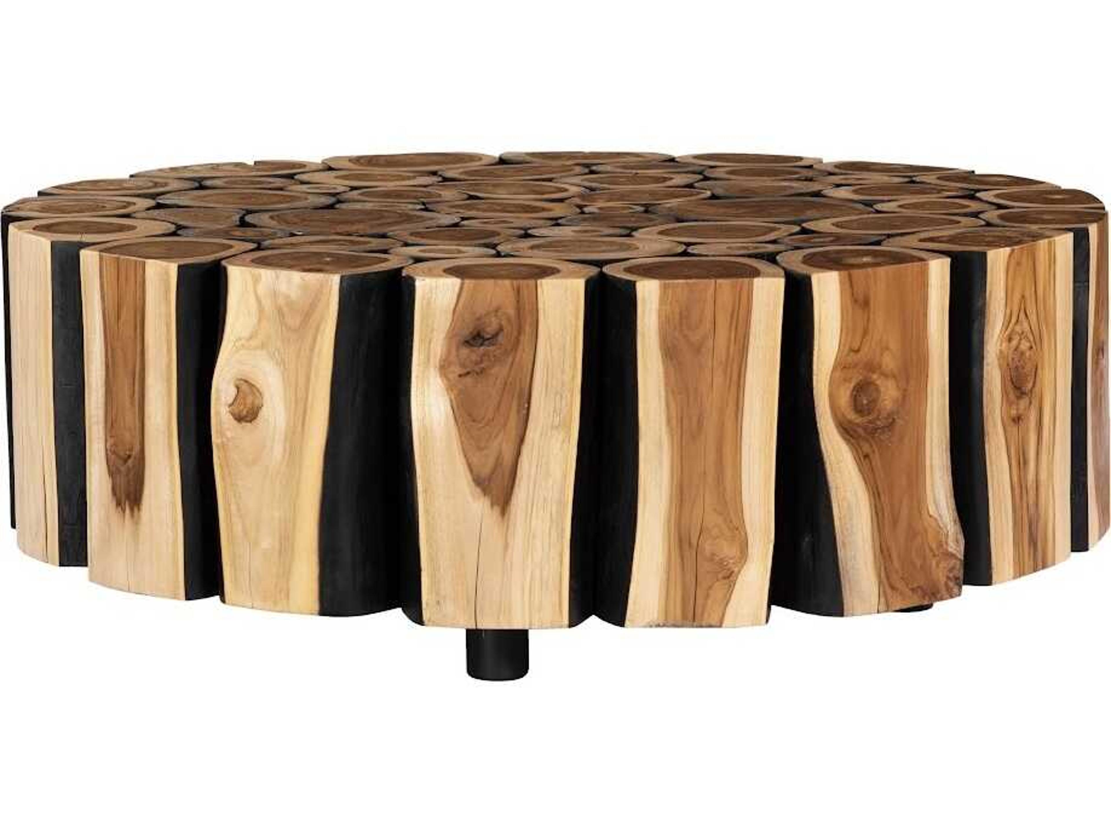 Phillips Collection Round Wood Natural Charred Coffee Table