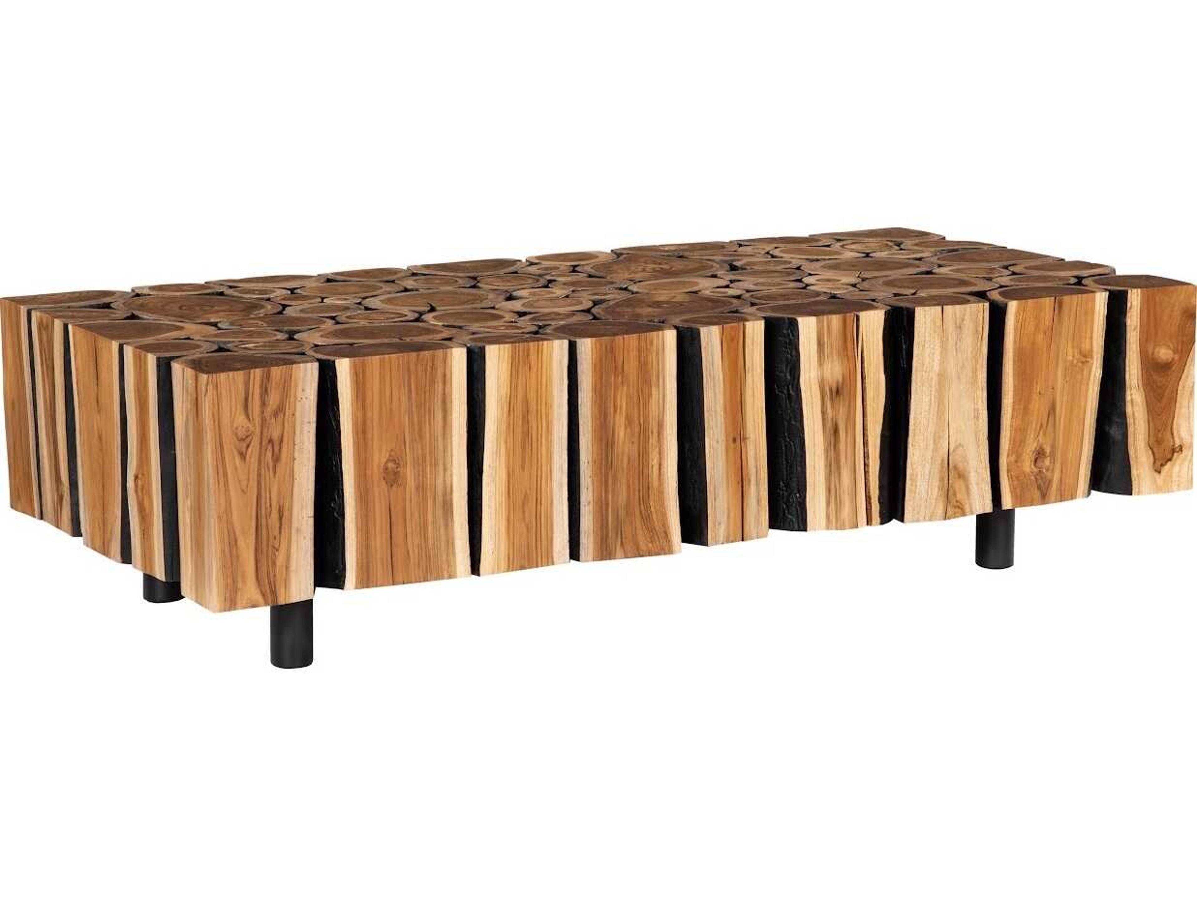 Phillips Collection Rectangular Wood Charred Natural Coffee Table