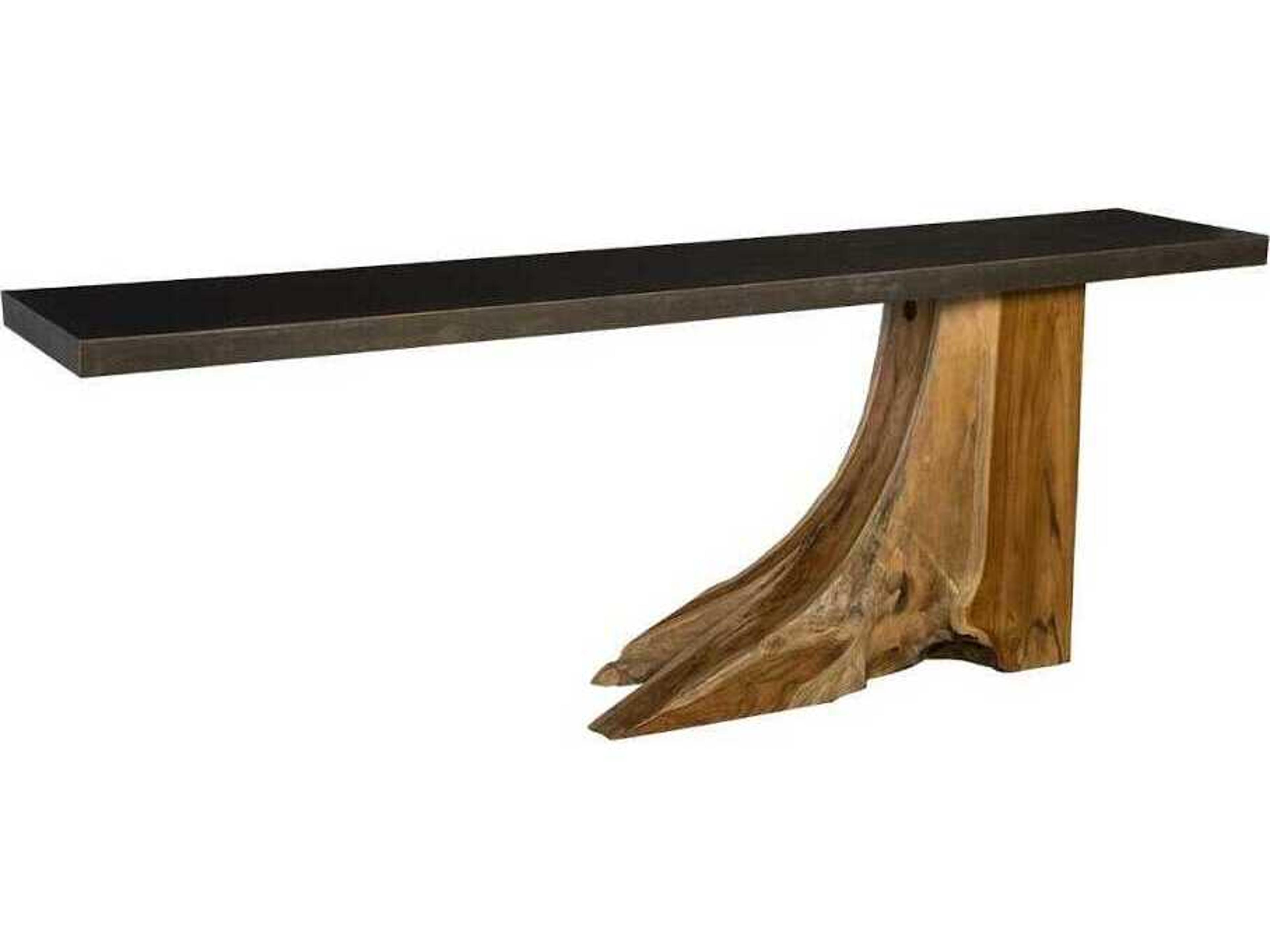Phillips Collection Rectangular Metal Iron Teak Wood Console Table