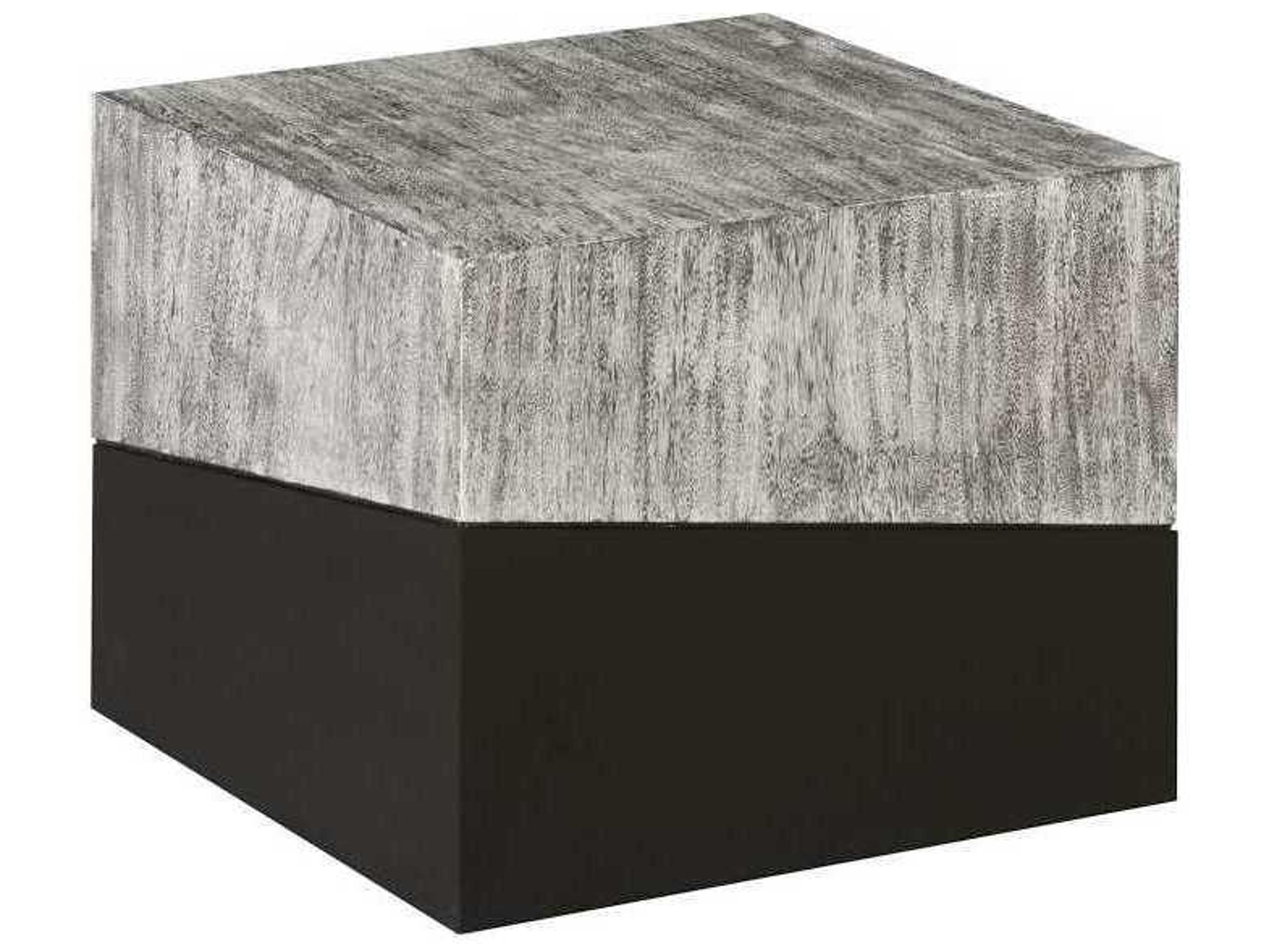 Phillips Collection Square Wood Gray Stone Black End Table