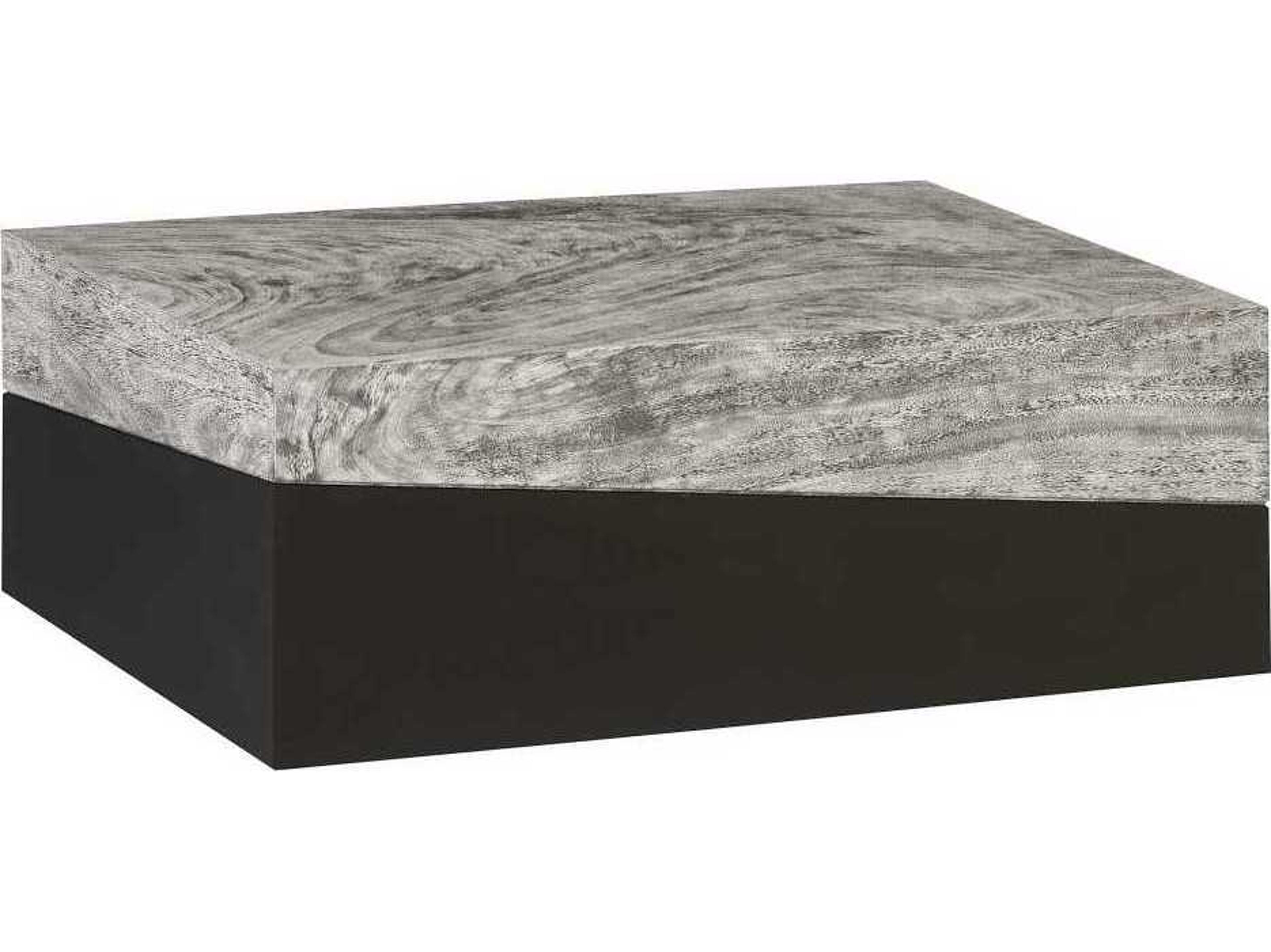 Phillips Collection Rectangular Wood Gray Stone Black Coffee Table