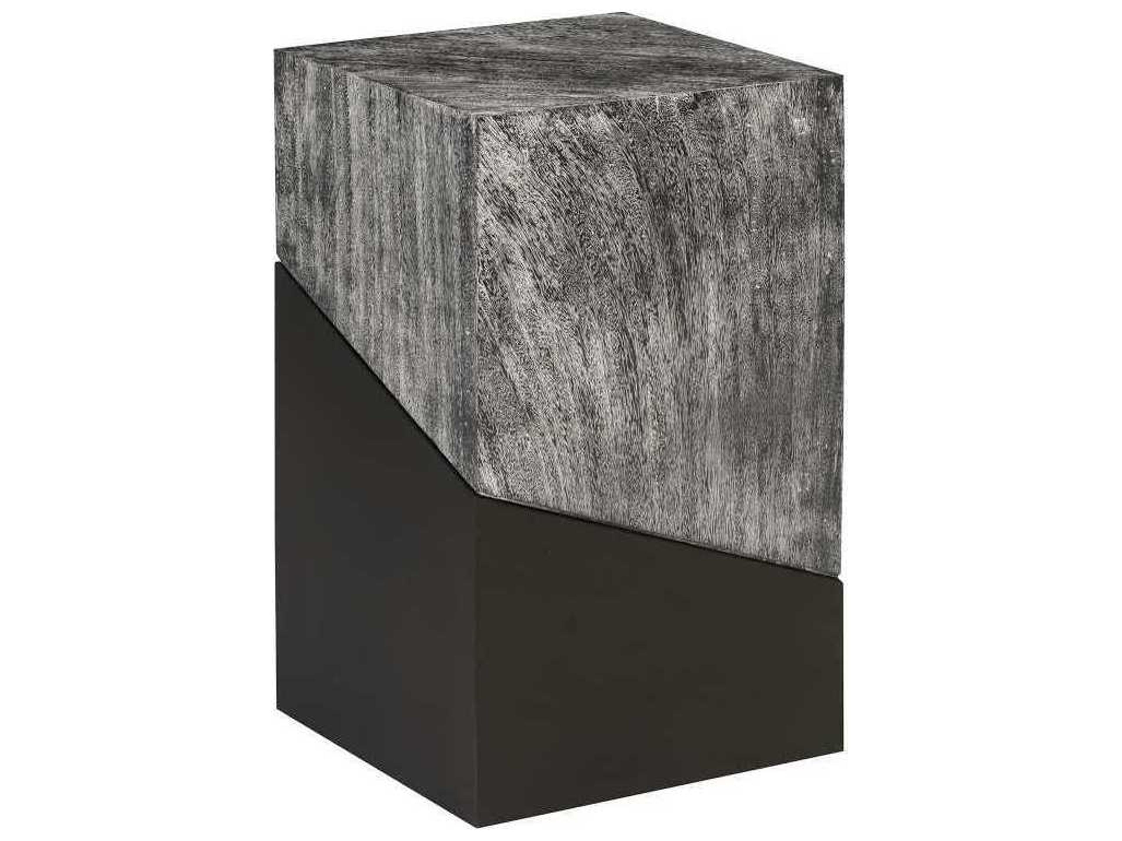 Phillips Collection Square Wood Gray Stone Black End Table