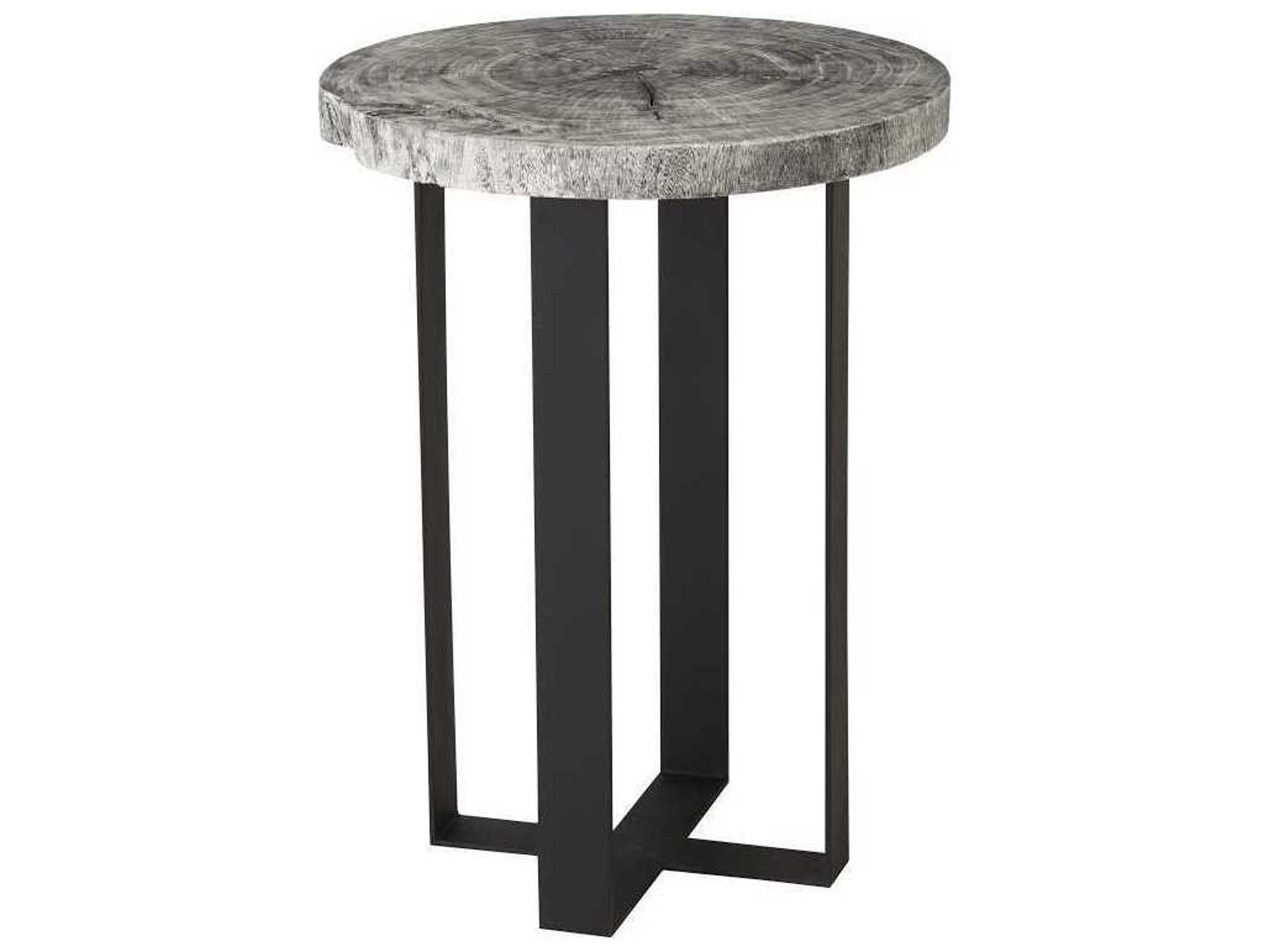 Phillips Collection Chamcha Wood Gray Stone Round Bar Table