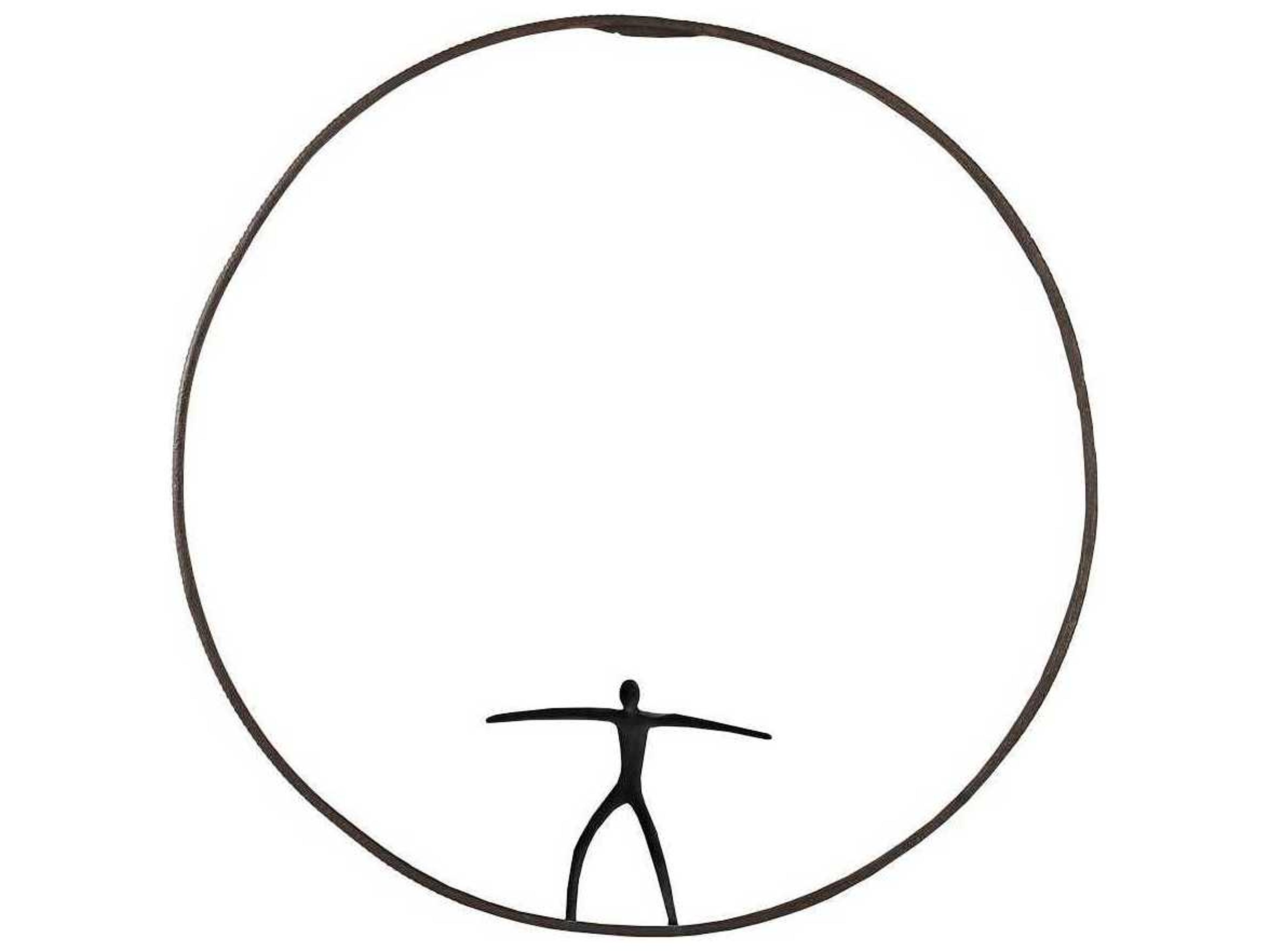 Phillips Collection Olympic Figure in Iron Ring Black/Rust Metal Wall Art