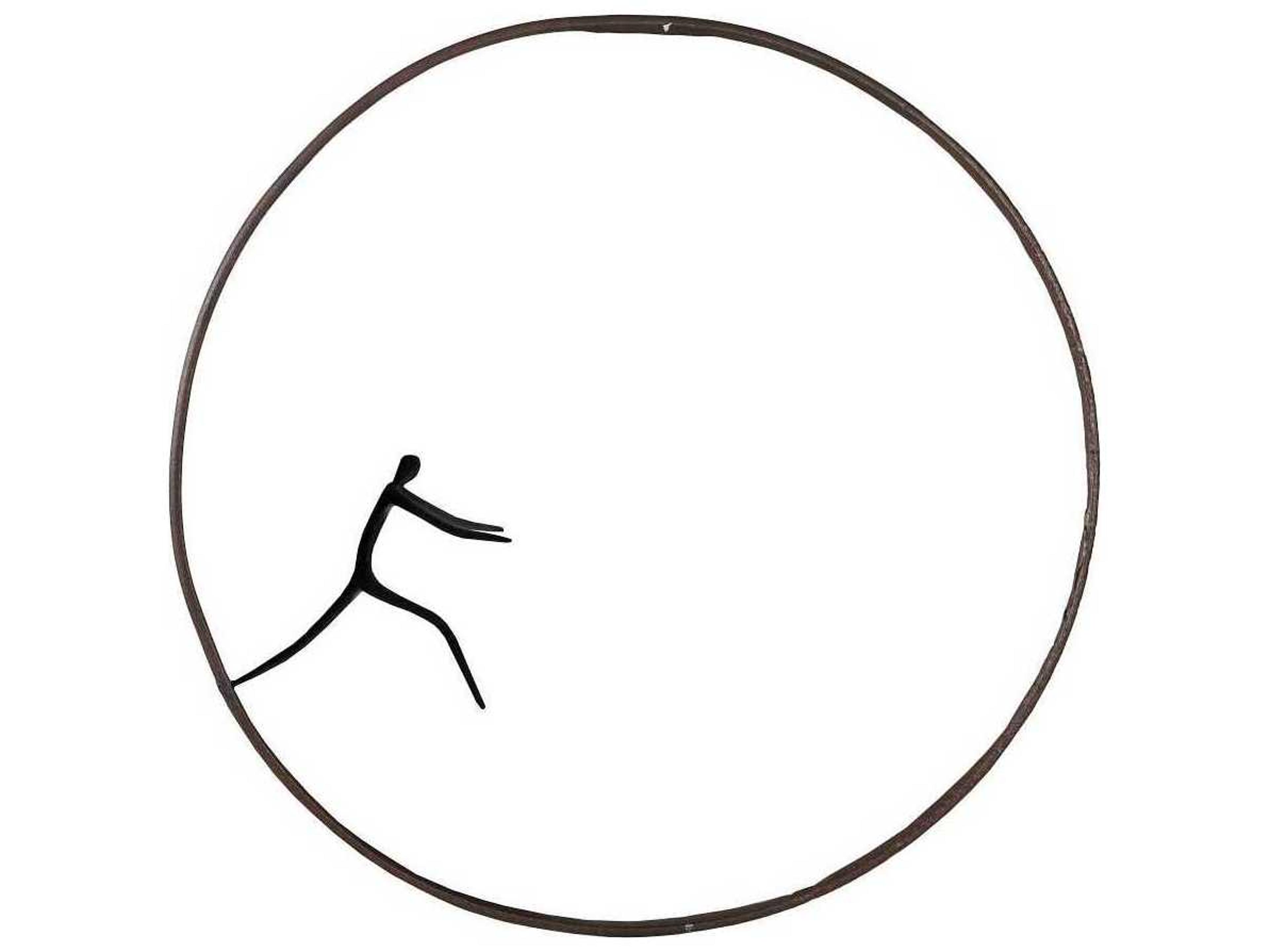 Phillips Collection Olympic Figure in Iron Ring Black/Rust Metal Wall Art