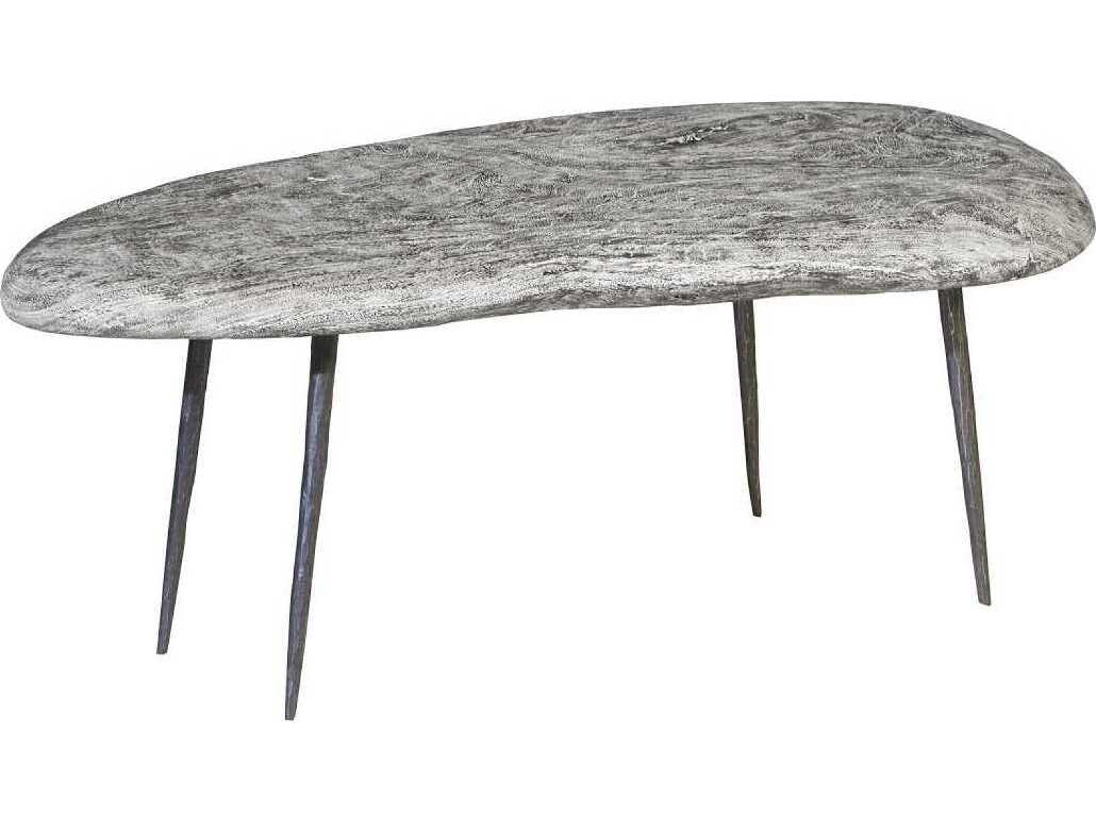 Phillips Collection Wood Gray Stone Coffee Table