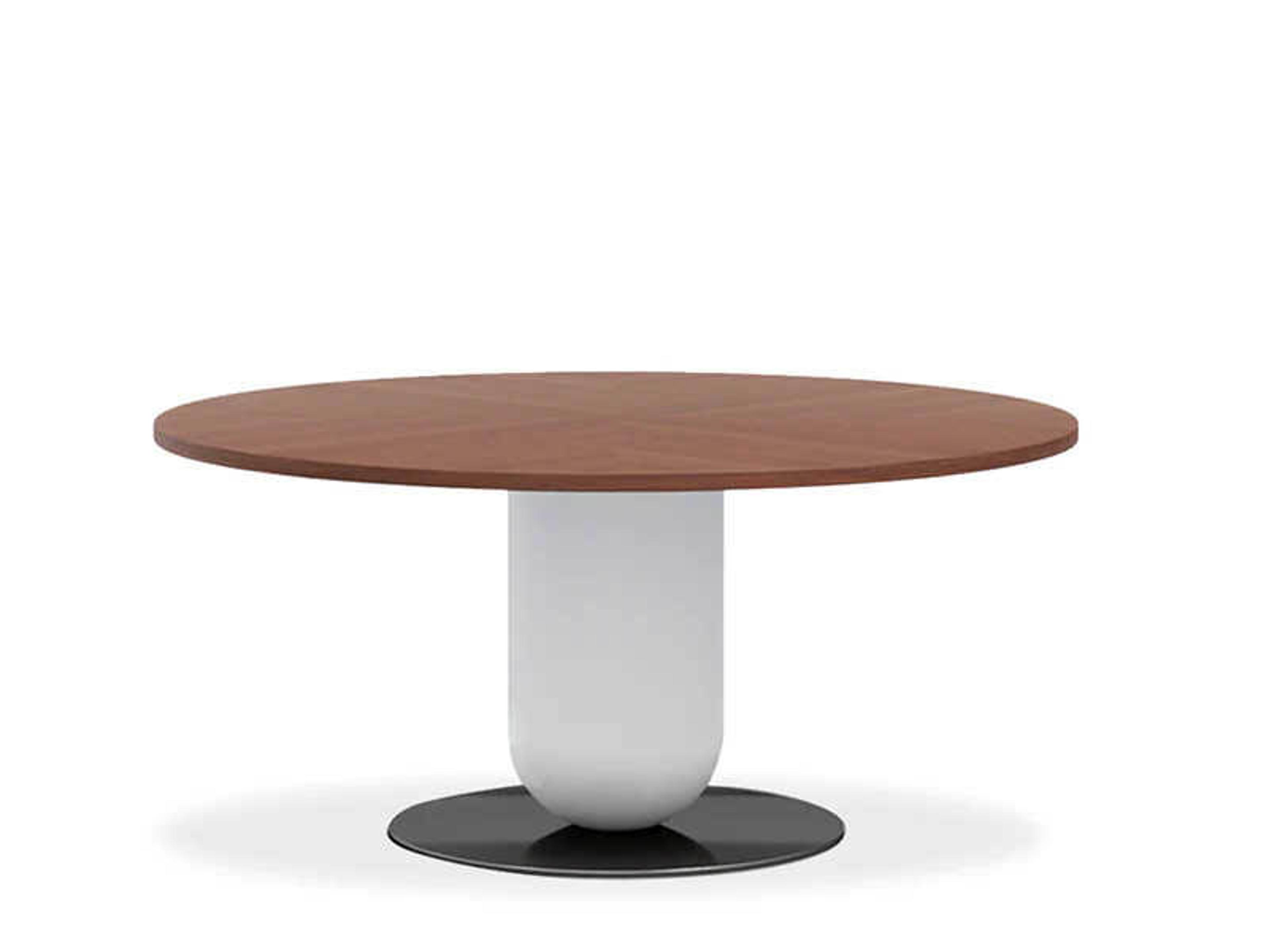 Pianca Ettore Round Wood Walnut Fog Grey Glossy Titanium Dining Table
