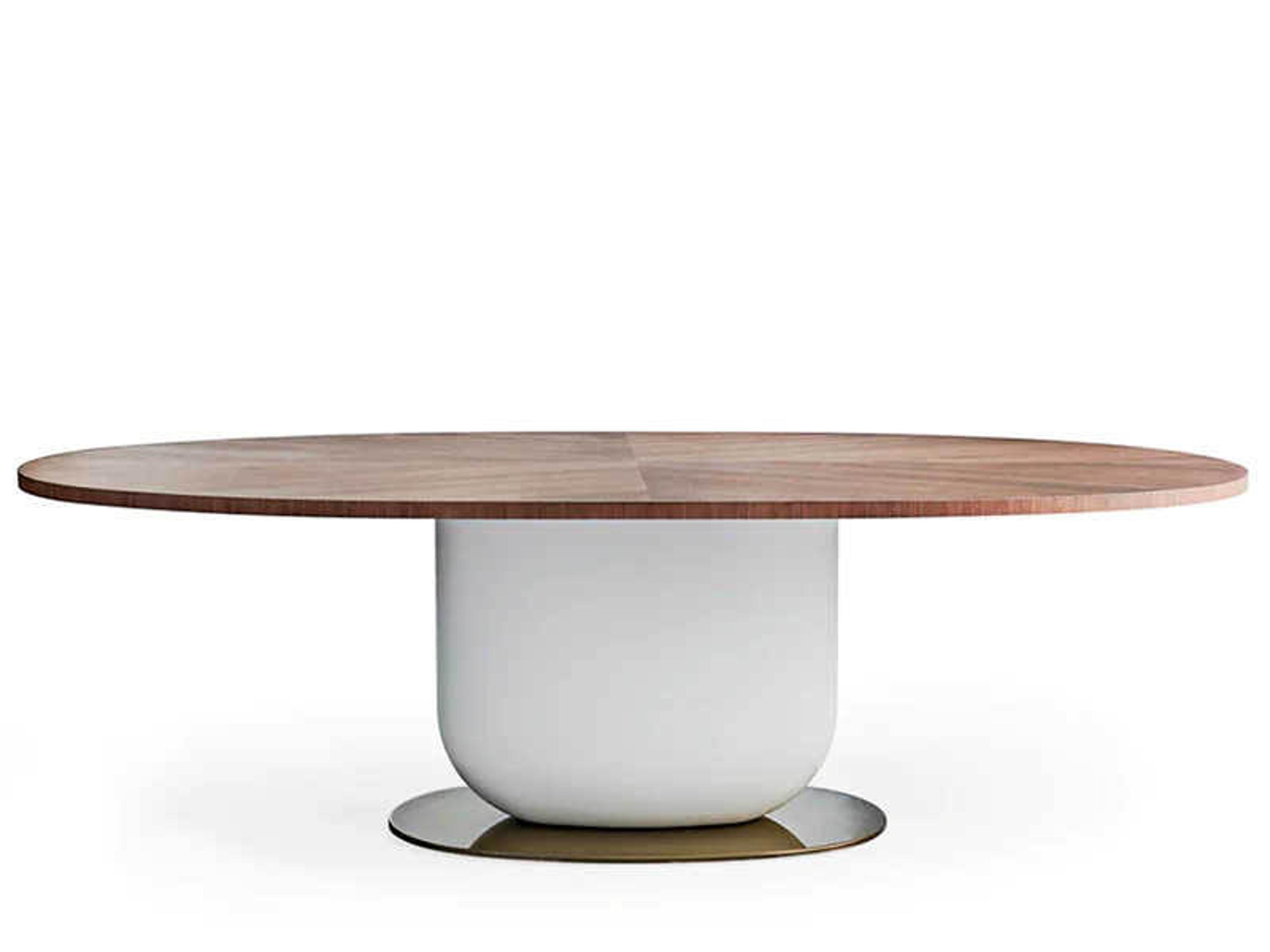 Pianca Ettore Oval Wood Walnut Fog Grey Glossy Bronze Dining Table