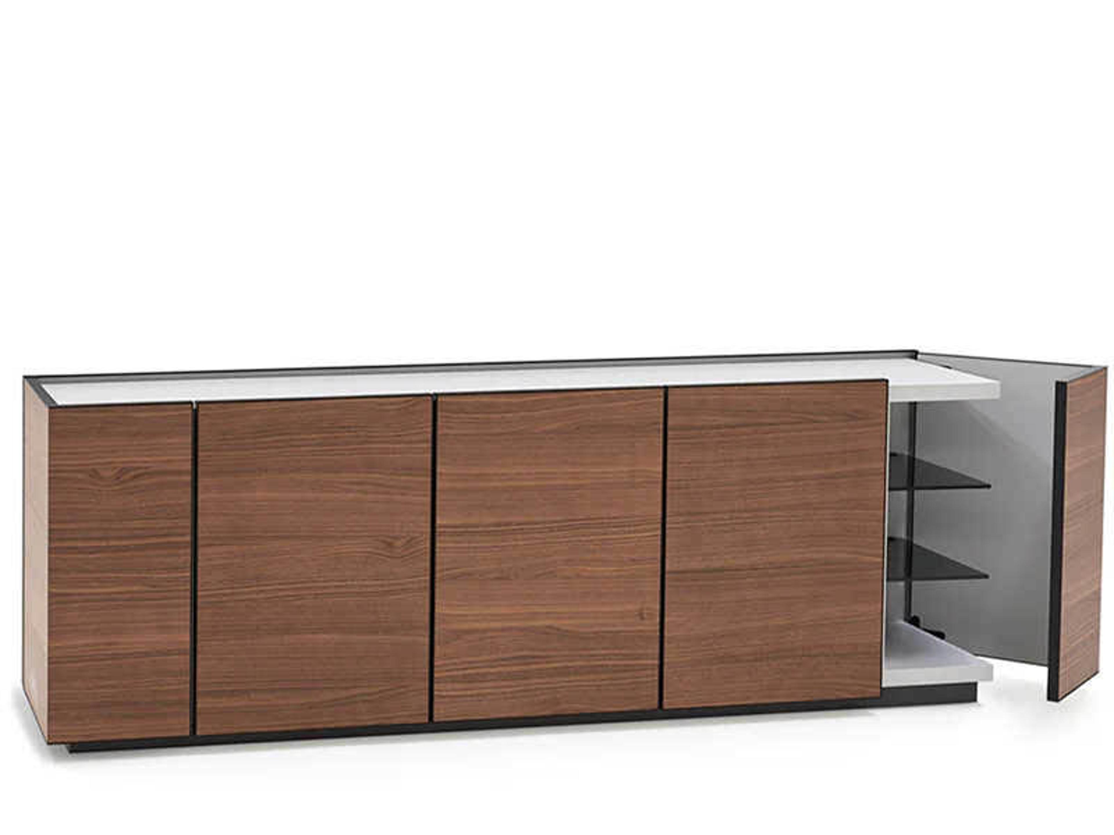 Pianca Cornice 82" Walnut Wood Fog Grey Sideboard